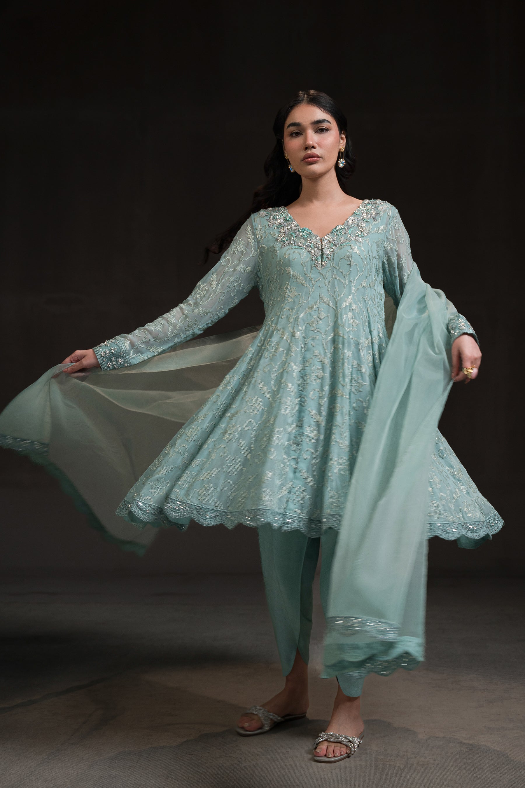Ammara Khan | Glitz Luxury Pret 24 | SHORT PEPLUM KALIDAR (D-02) by Ammara Khan - Designer Dress - Type: Luxury - Available at Sana Yasir - 100% Original