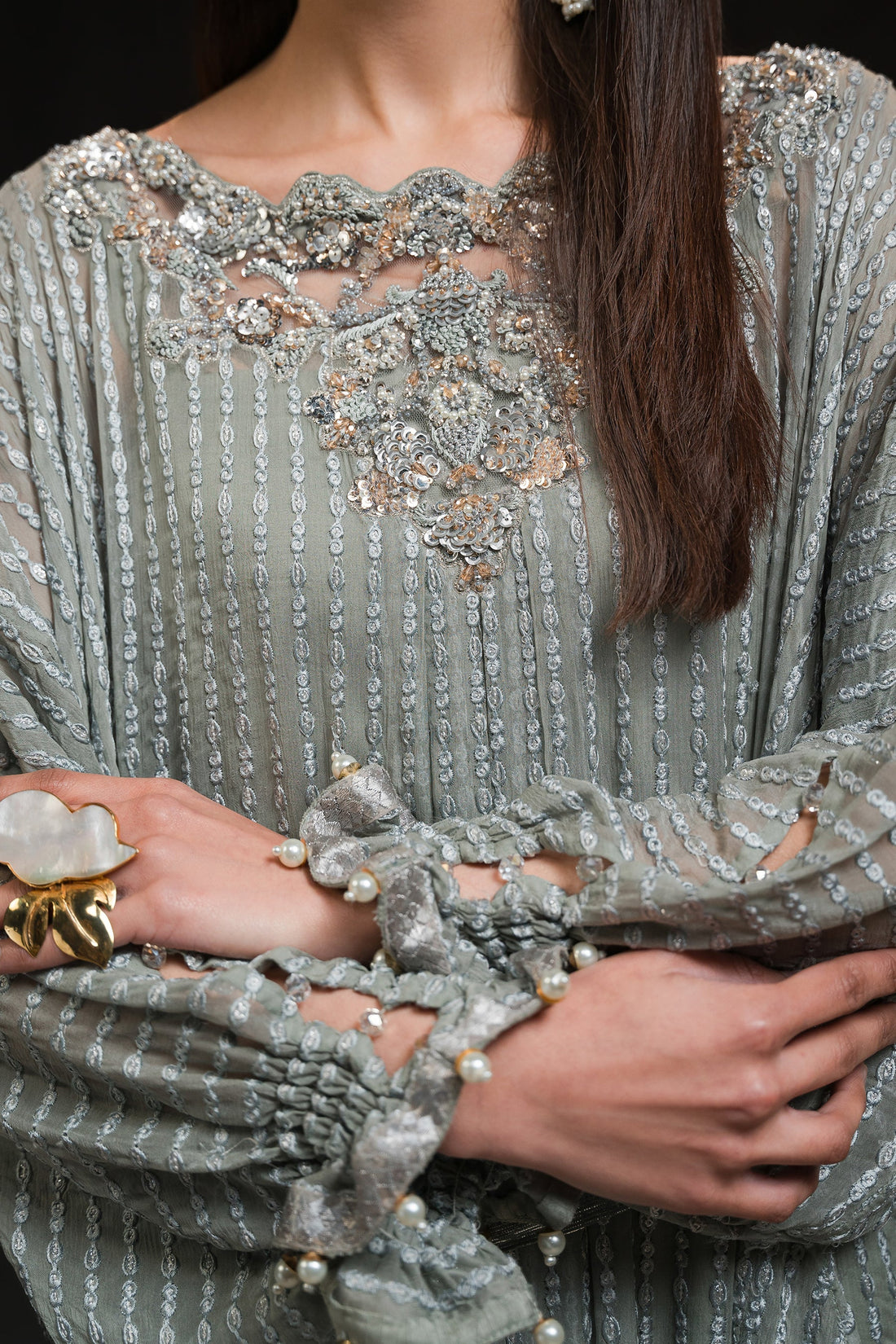 Ammara Khan | Glitz Luxury Pret 24 | UBER GLAM KAFTAN (D-07) by Ammara Khan - Designer Dress - Type: Luxury - Available at Sana Yasir - 100% Original