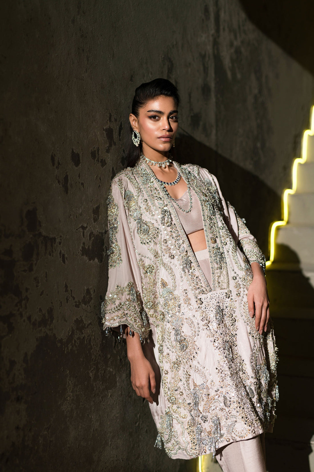 Ammara Khan | Lily Luxury Formals 24 | BOXY JEWELLED TUNIC (D-10) by Ammara Khan - Designer Dress - Type: Formal - Available at Sana Yasir - 100% Original