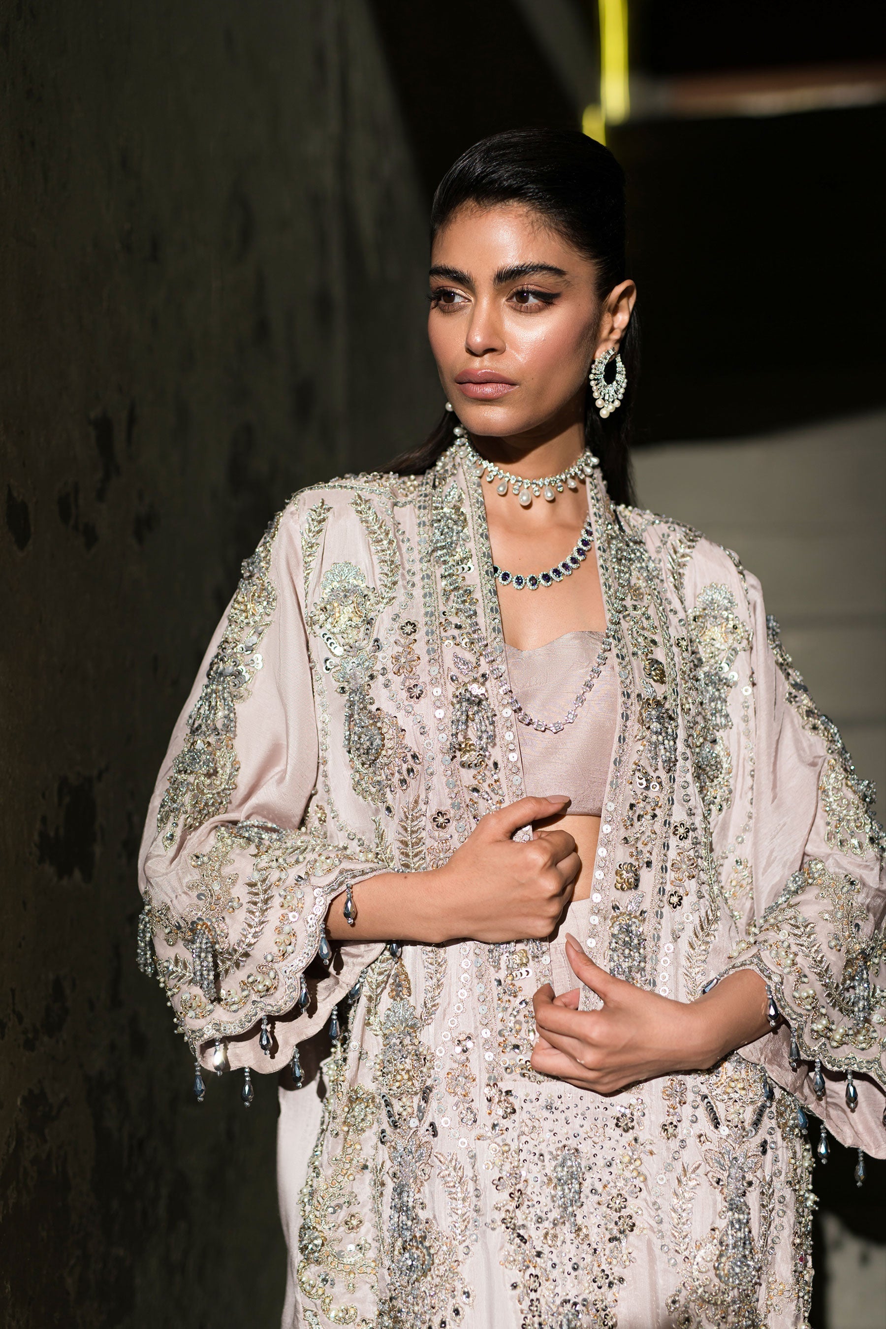 Ammara Khan | Lily Luxury Formals 24 | BOXY JEWELLED TUNIC (D-10) by Ammara Khan - Designer Dress - Type: Formal - Available at Sana Yasir - 100% Original