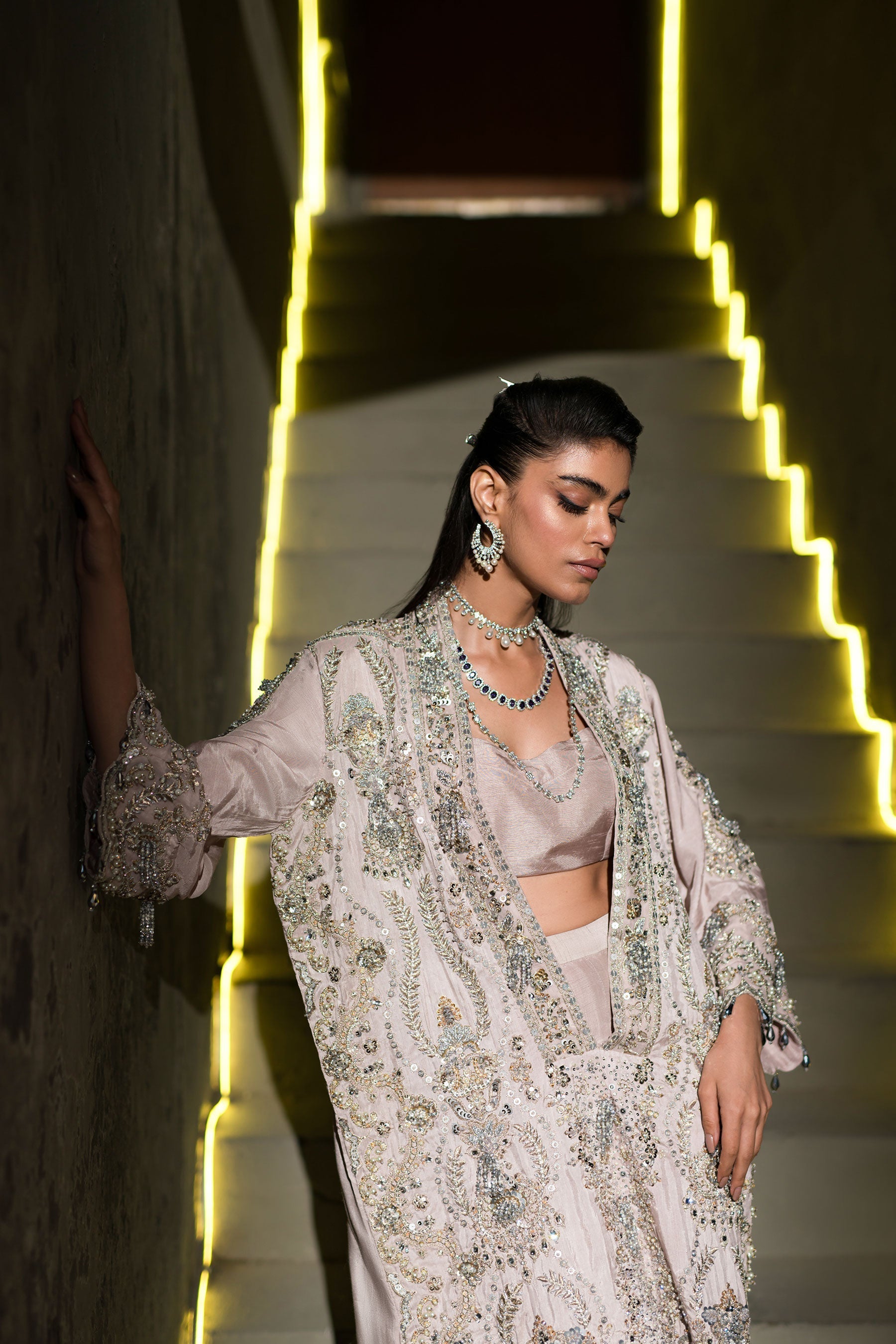 Ammara Khan | Lily Luxury Formals 24 | BOXY JEWELLED TUNIC (D-10) by Ammara Khan - Designer Dress - Type: Formal - Available at Sana Yasir - 100% Original