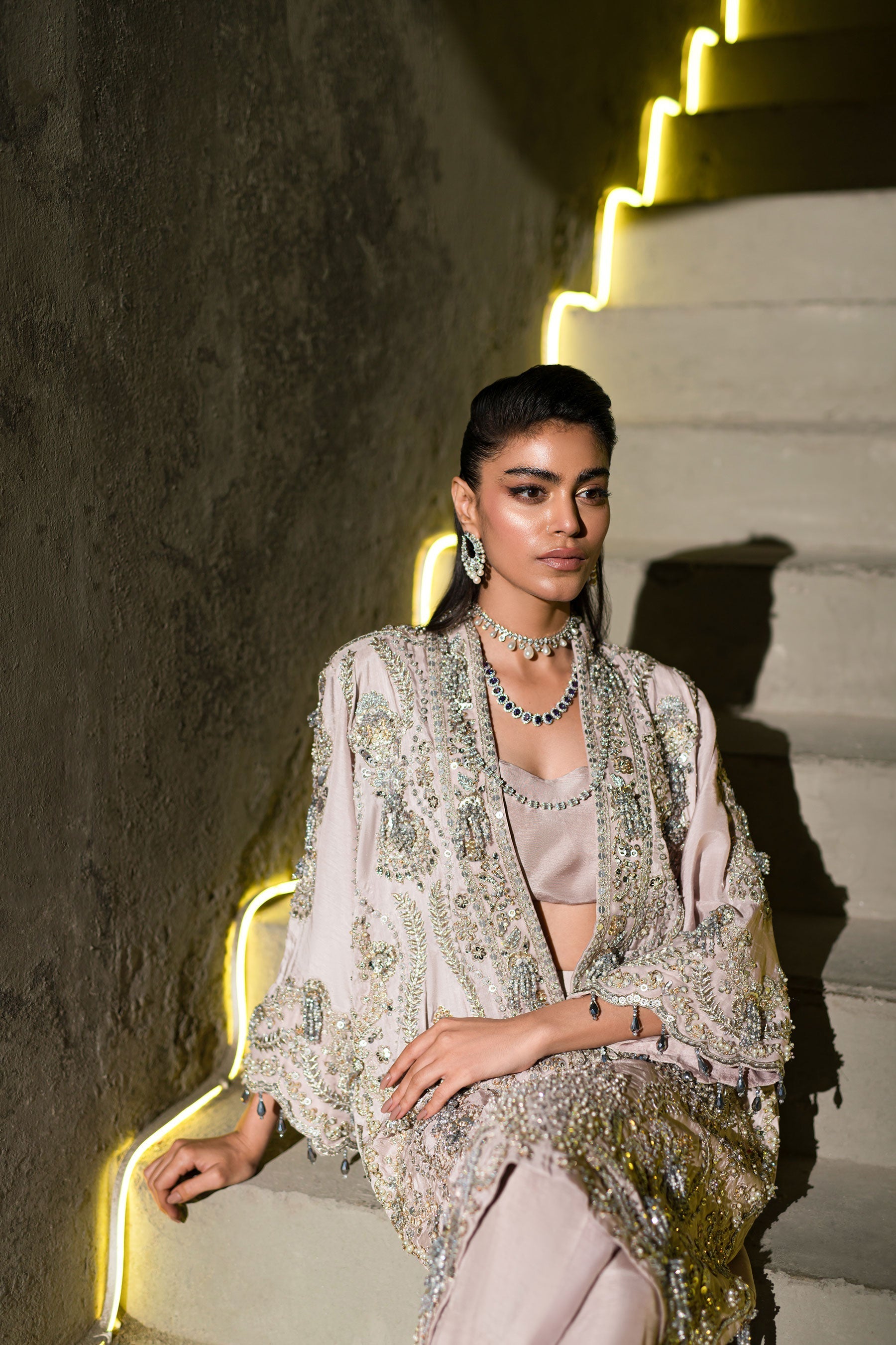 Ammara Khan | Lily Luxury Formals 24 | BOXY JEWELLED TUNIC (D-10) by Ammara Khan - Designer Dress - Type: Formal - Available at Sana Yasir - 100% Original