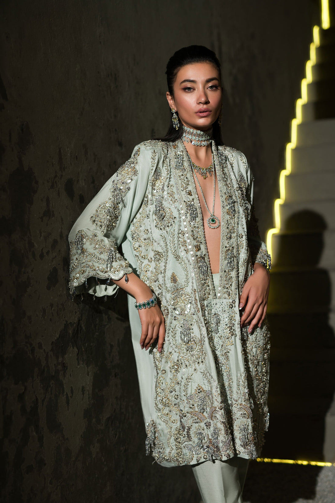 Ammara Khan | Lily Luxury Formals 24 | BOXY JEWELLED TUNIC (D-11) by Ammara Khan - Designer Dress - Type: Formal - Available at Sana Yasir - 100% Original