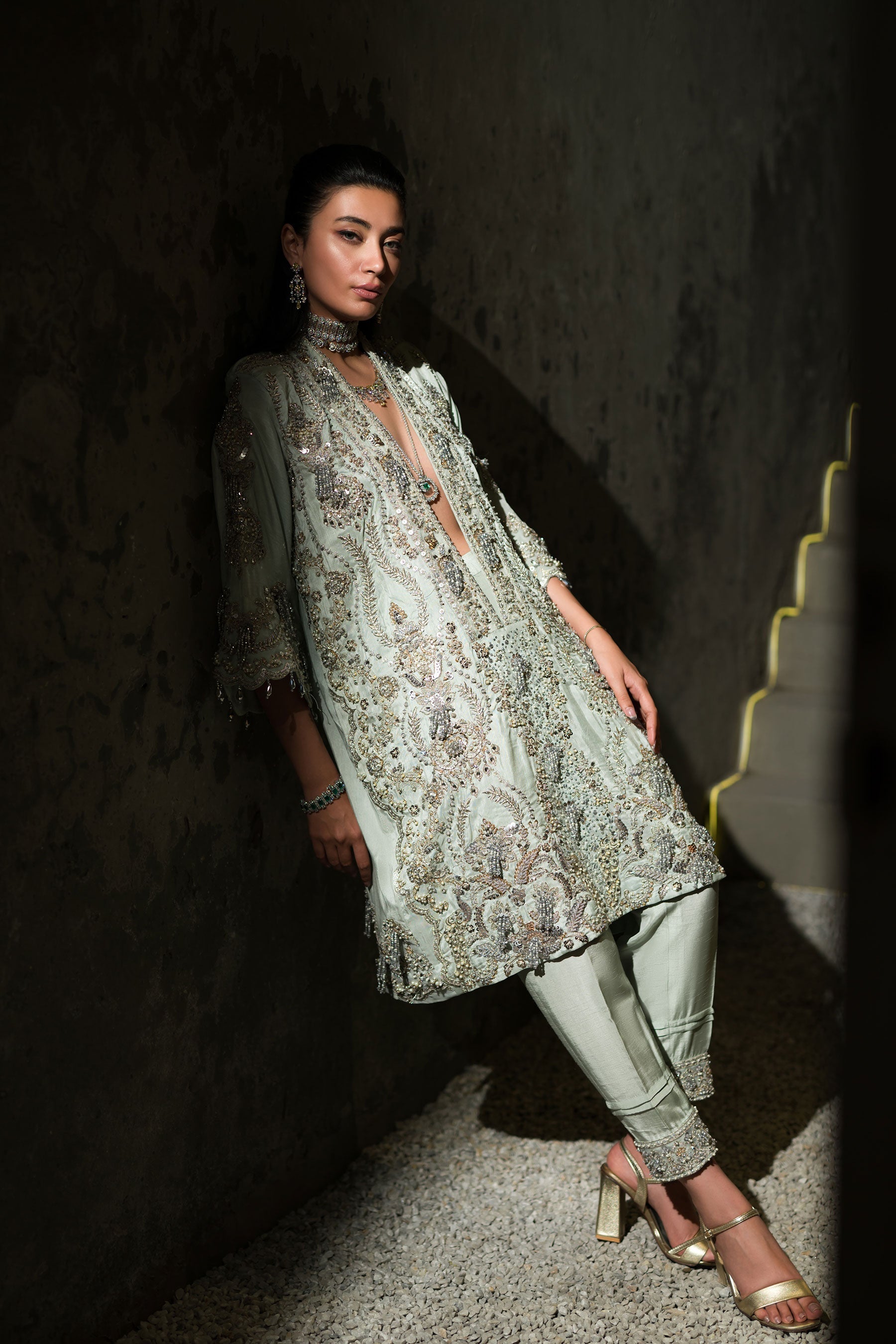 Ammara Khan | Lily Luxury Formals 24 | BOXY JEWELLED TUNIC (D-11) by Ammara Khan - Designer Dress - Type: Formal - Available at Sana Yasir - 100% Original