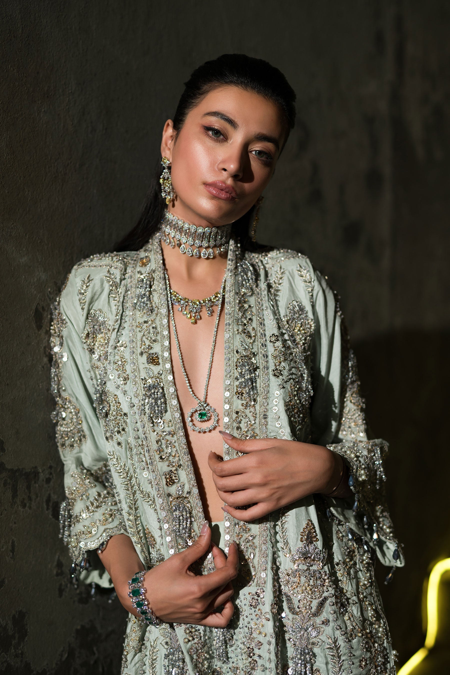 Ammara Khan | Lily Luxury Formals 24 | BOXY JEWELLED TUNIC (D-11) by Ammara Khan - Designer Dress - Type: Formal - Available at Sana Yasir - 100% Original