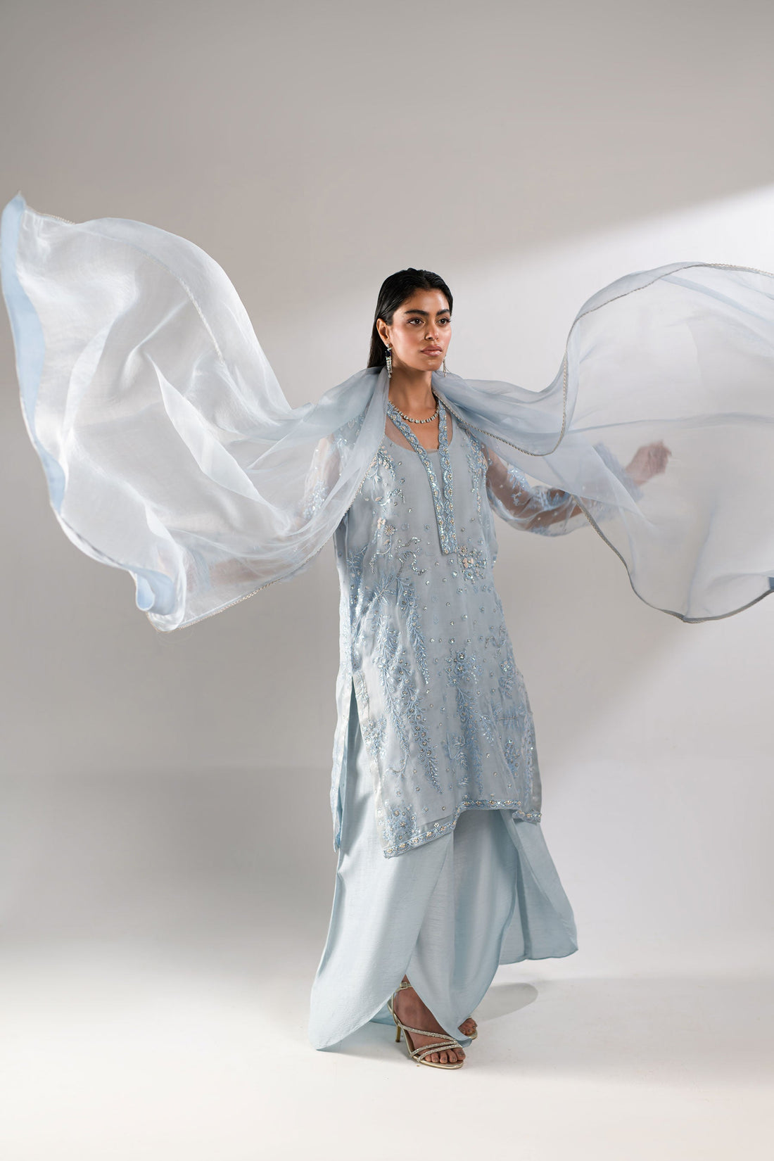Ammara Khan | Lily Luxury Formals 24 | COOL BLUE CO-ORD SET (D-08) by Ammara Khan - Designer Dress - Type: Formal - Available at Sana Yasir - 100% Original