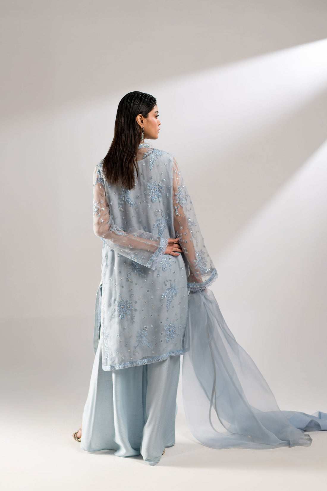 Ammara Khan | Lily Luxury Formals 24 | COOL BLUE CO-ORD SET (D-08) by Ammara Khan - Designer Dress - Type: Formal - Available at Sana Yasir - 100% Original