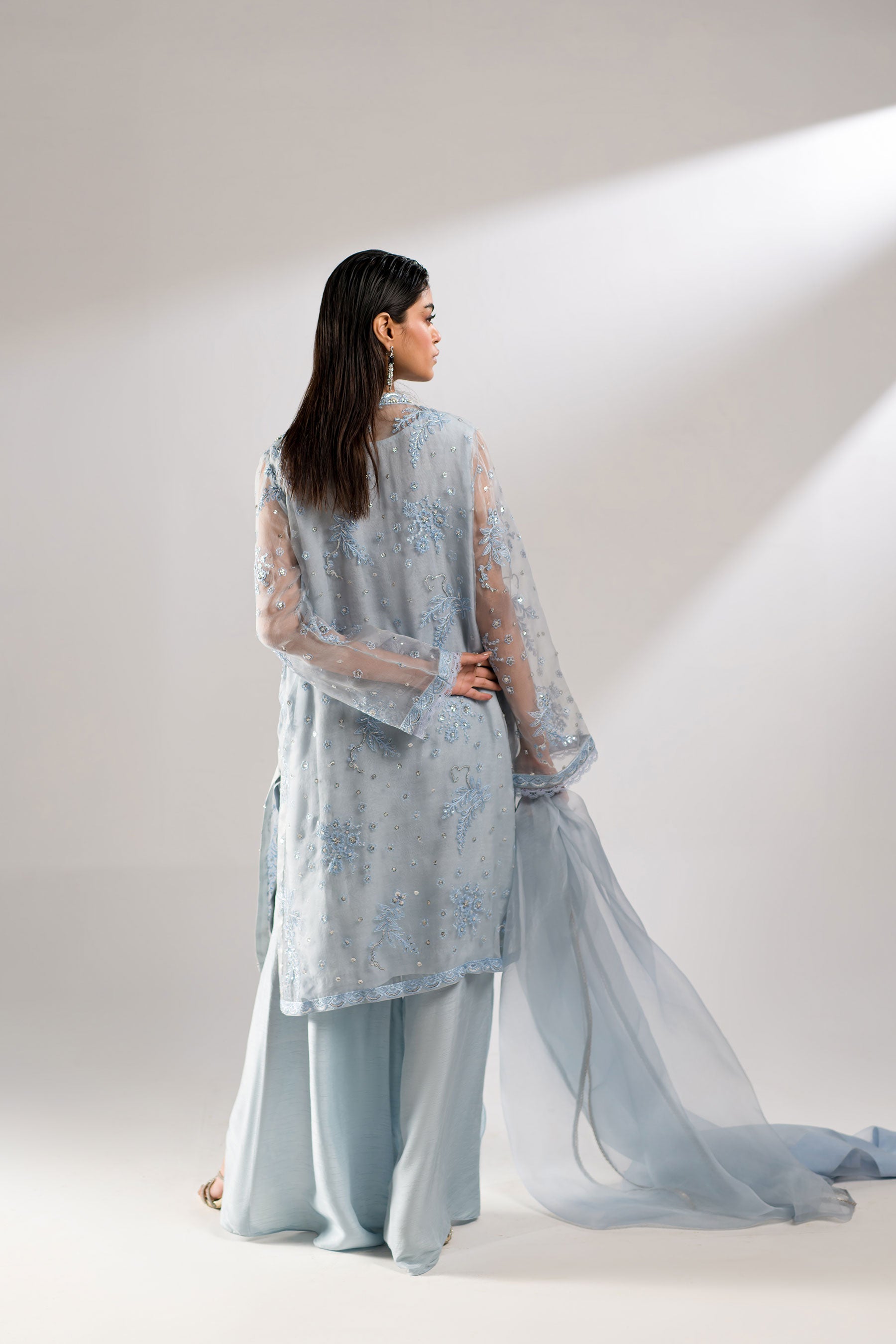 Ammara Khan | Lily Luxury Formals 24 | COOL BLUE CO-ORD SET (D-08) by Ammara Khan - Designer Dress - Type: Formal - Available at Sana Yasir - 100% Original