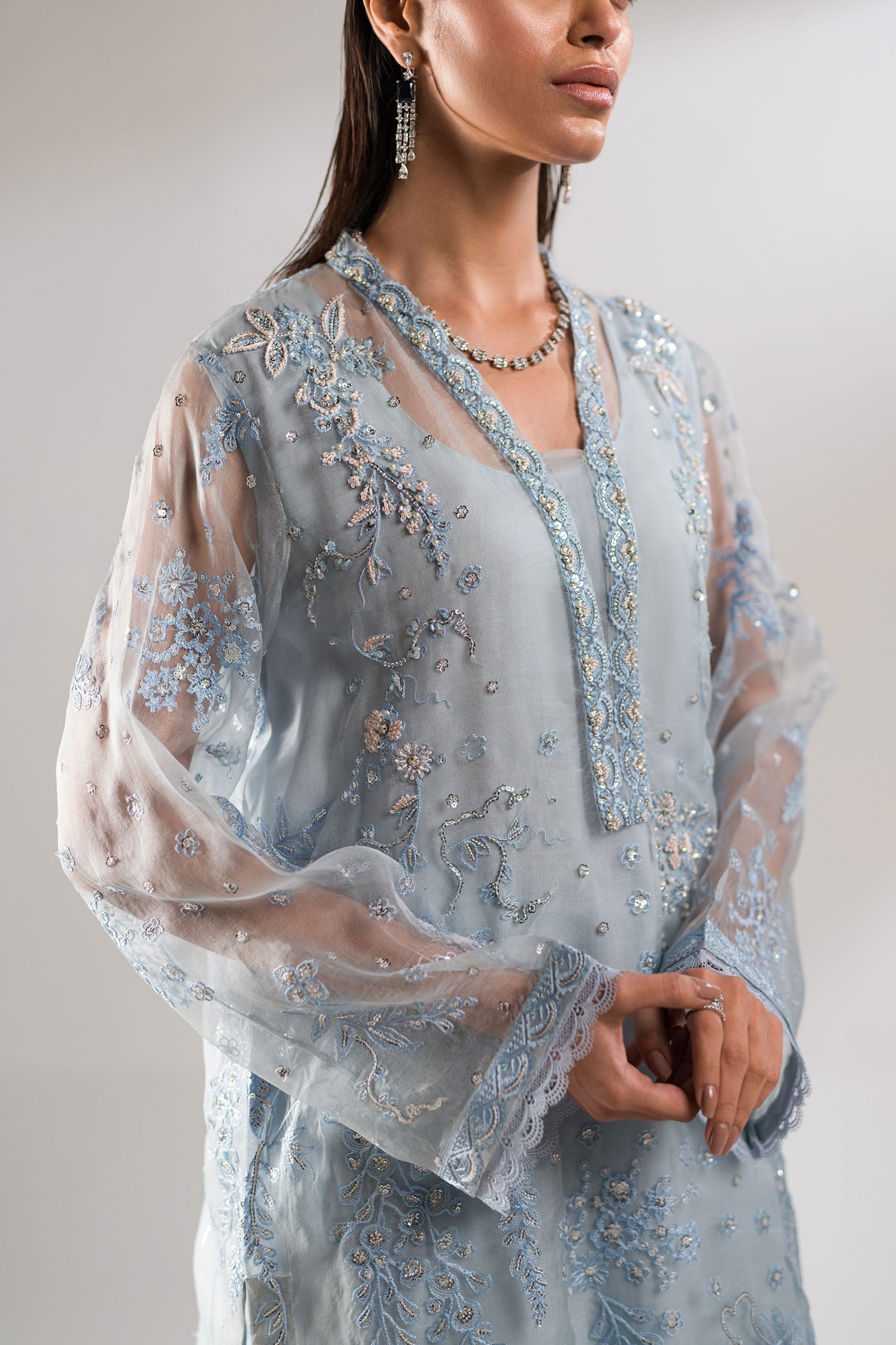 Ammara Khan | Lily Luxury Formals 24 | COOL BLUE CO-ORD SET (D-08) by Ammara Khan - Designer Dress - Type: Formal - Available at Sana Yasir - 100% Original