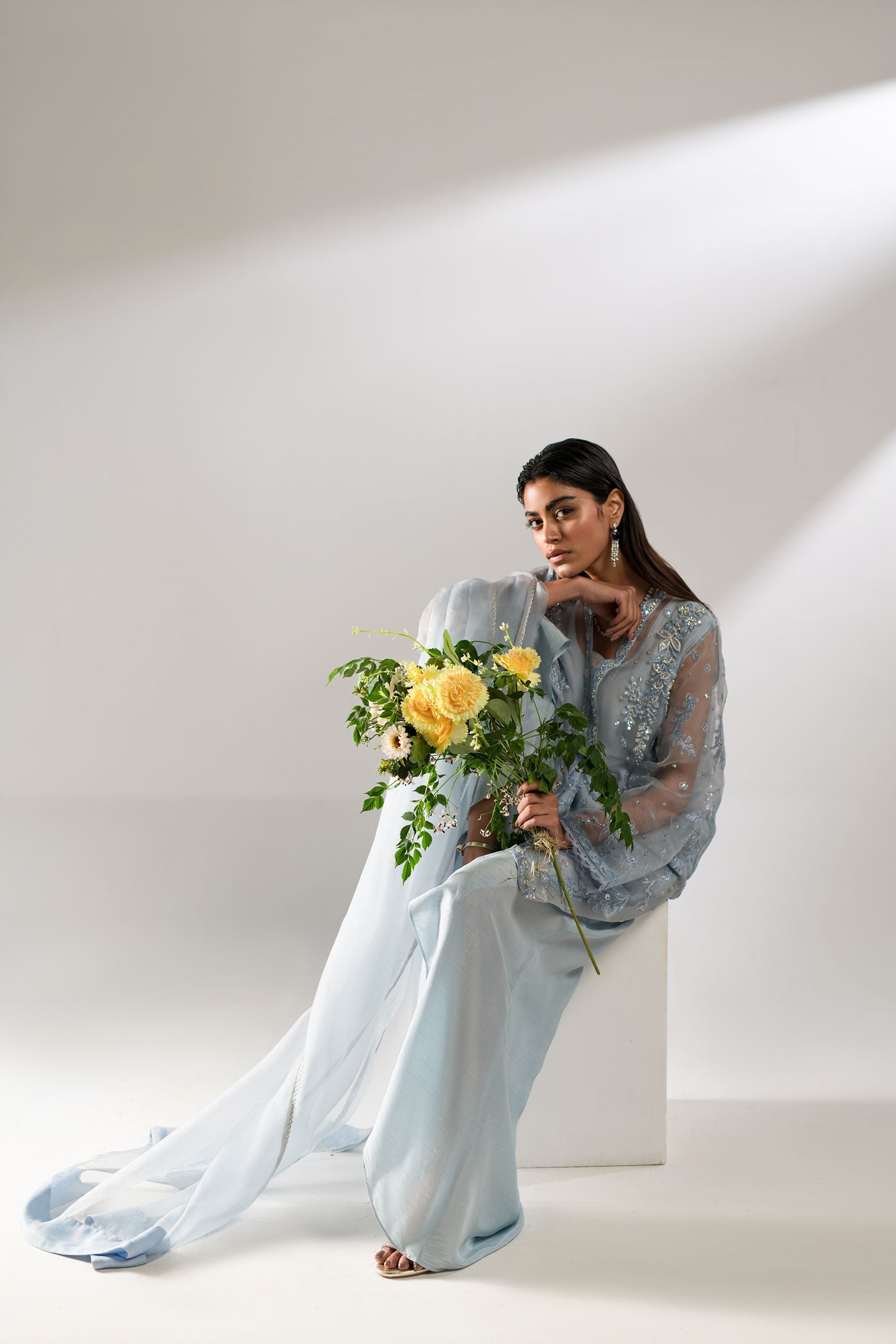Ammara Khan | Lily Luxury Formals 24 | COOL BLUE CO-ORD SET (D-08) by Ammara Khan - Designer Dress - Type: Formal - Available at Sana Yasir - 100% Original