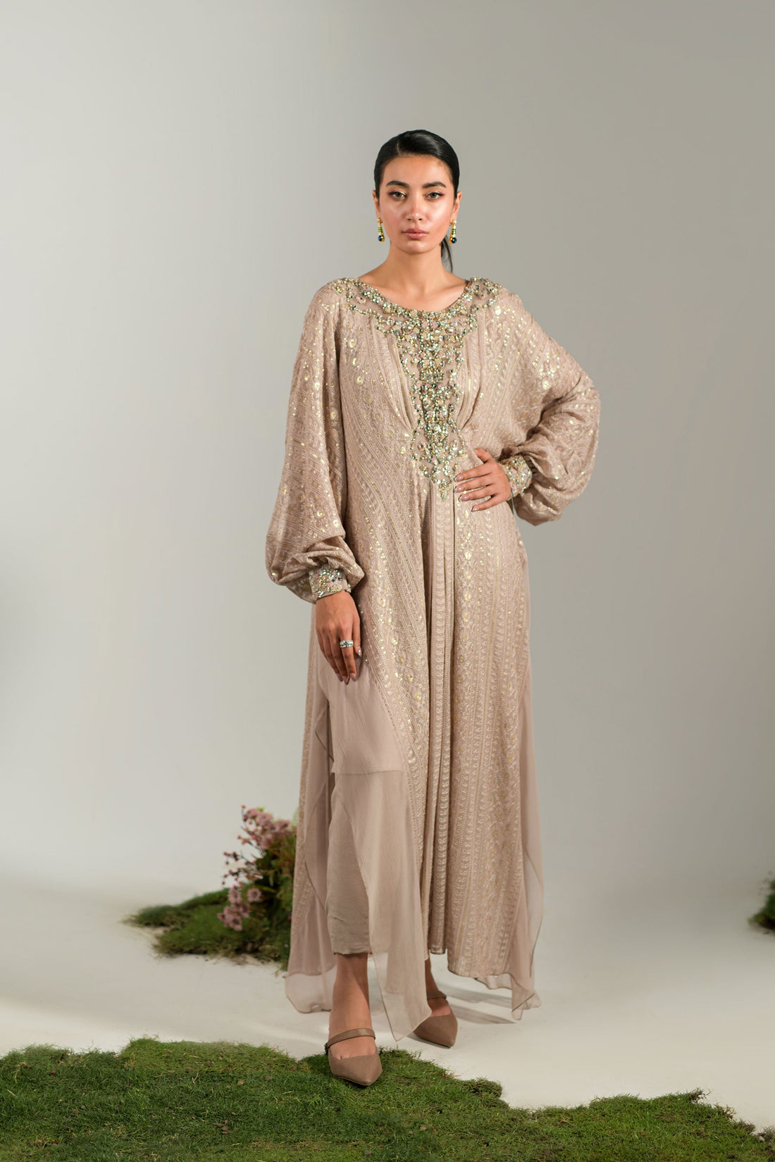 Ammara Khan | Lily Luxury Formals 24 | NUDE ROSE KAFTAN (D-06) by Ammara Khan - Designer Dress - Type: Formal - Available at Sana Yasir - 100% Original