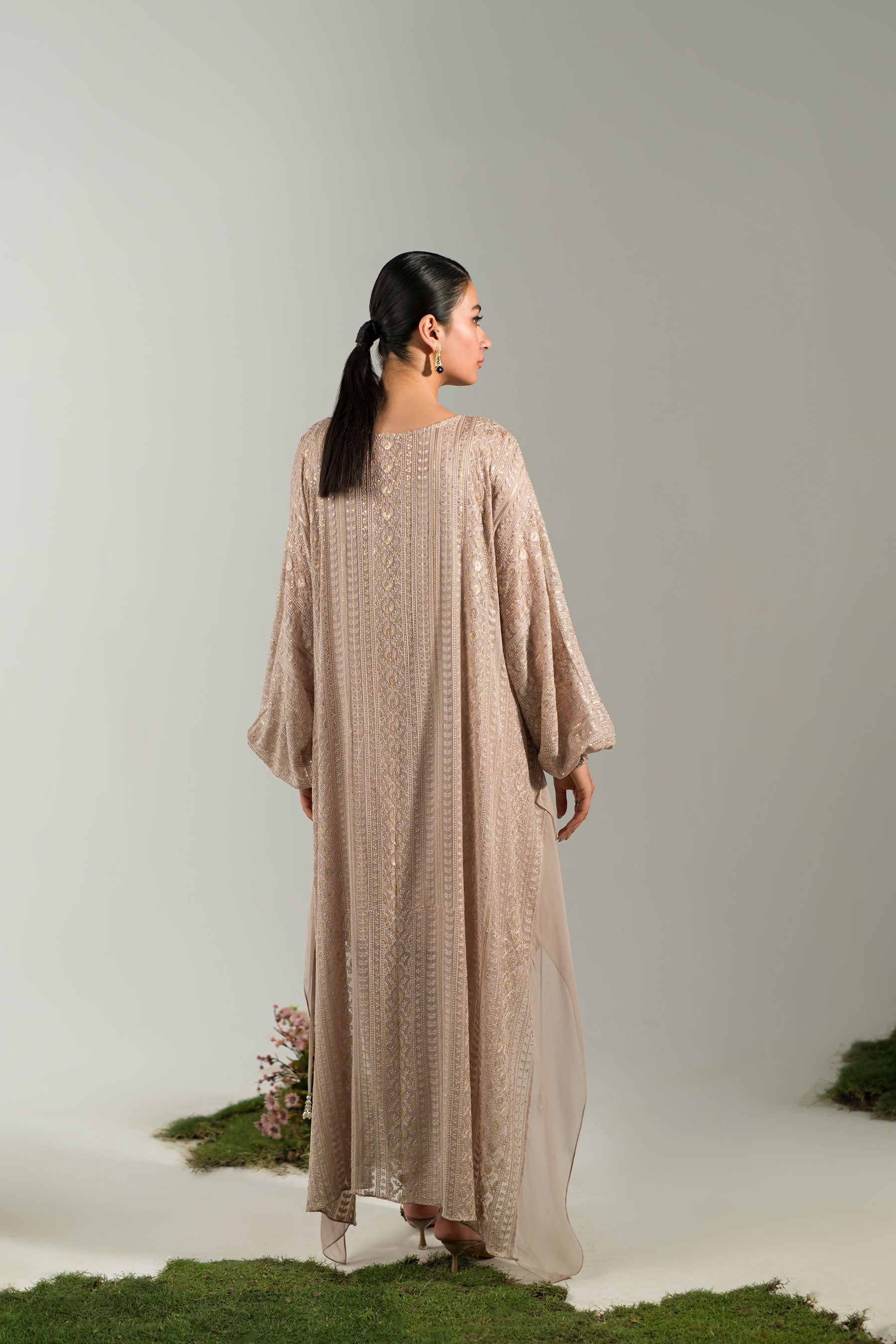 Ammara Khan | Lily Luxury Formals 24 | NUDE ROSE KAFTAN (D-06) by Ammara Khan - Designer Dress - Type: Formal - Available at Sana Yasir - 100% Original
