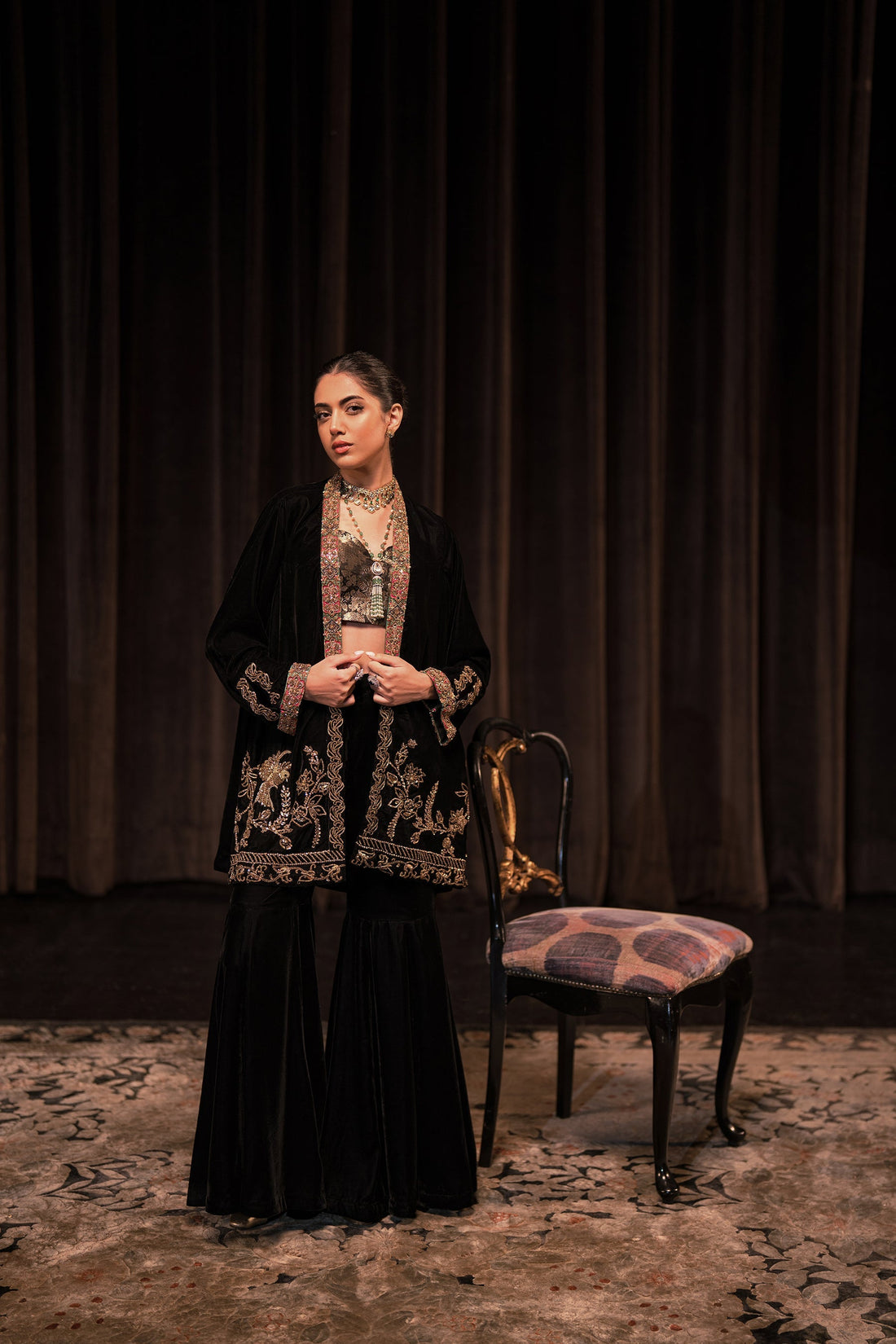 Ammara Khan | Rendezvous Velvet | Gilded Garden Statement Jacket set (D-08) by Ammara Khan - Designer Dress - Type: Ladies Clothes - Available at Sana Yasir - 100% Original