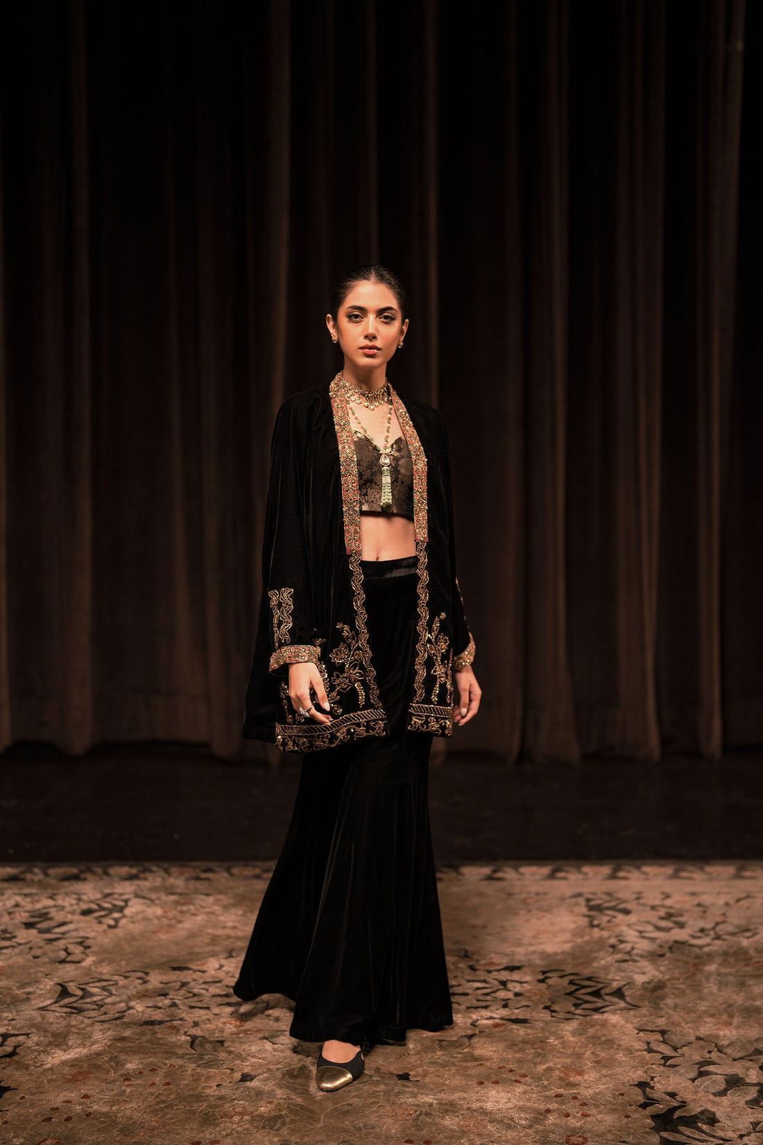 Ammara Khan | Rendezvous Velvet | Gilded Garden Statement Jacket set (D-08) by Ammara Khan - Designer Dress - Type: Ladies Clothes - Available at Sana Yasir - 100% Original