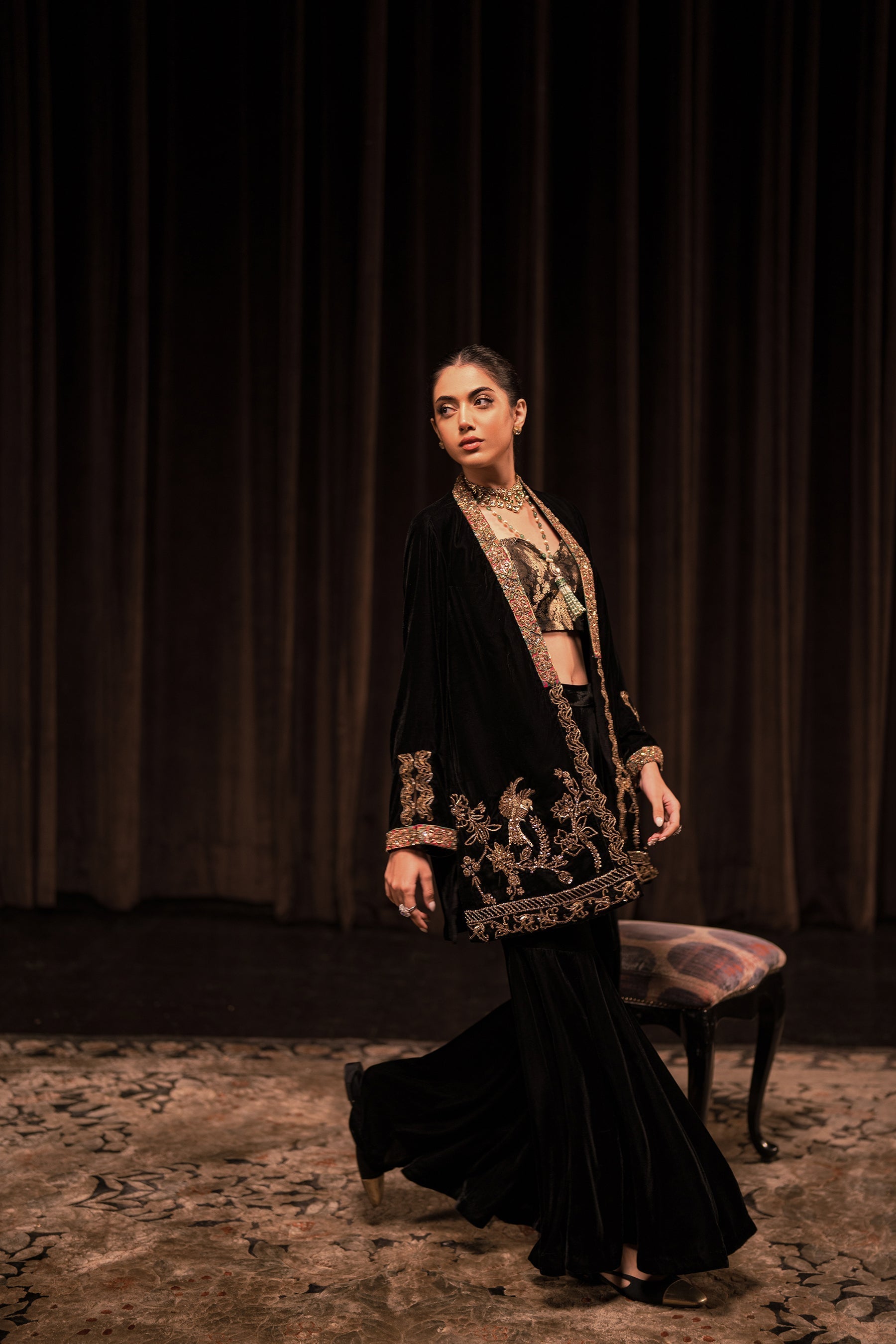 Ammara Khan | Rendezvous Velvet | Gilded Garden Statement Jacket set (D-08) by Ammara Khan - Designer Dress - Type: Ladies Clothes - Available at Sana Yasir - 100% Original