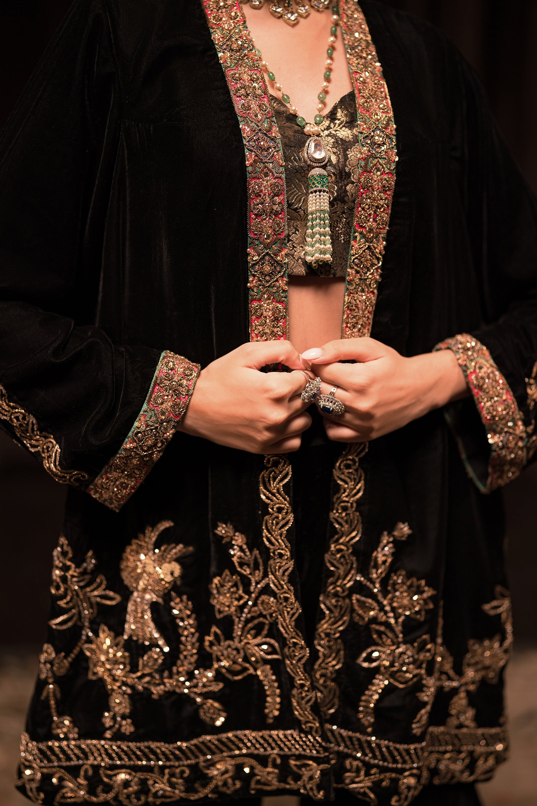 Ammara Khan | Rendezvous Velvet | Gilded Garden Statement Jacket set (D-08) by Ammara Khan - Designer Dress - Type: Ladies Clothes - Available at Sana Yasir - 100% Original