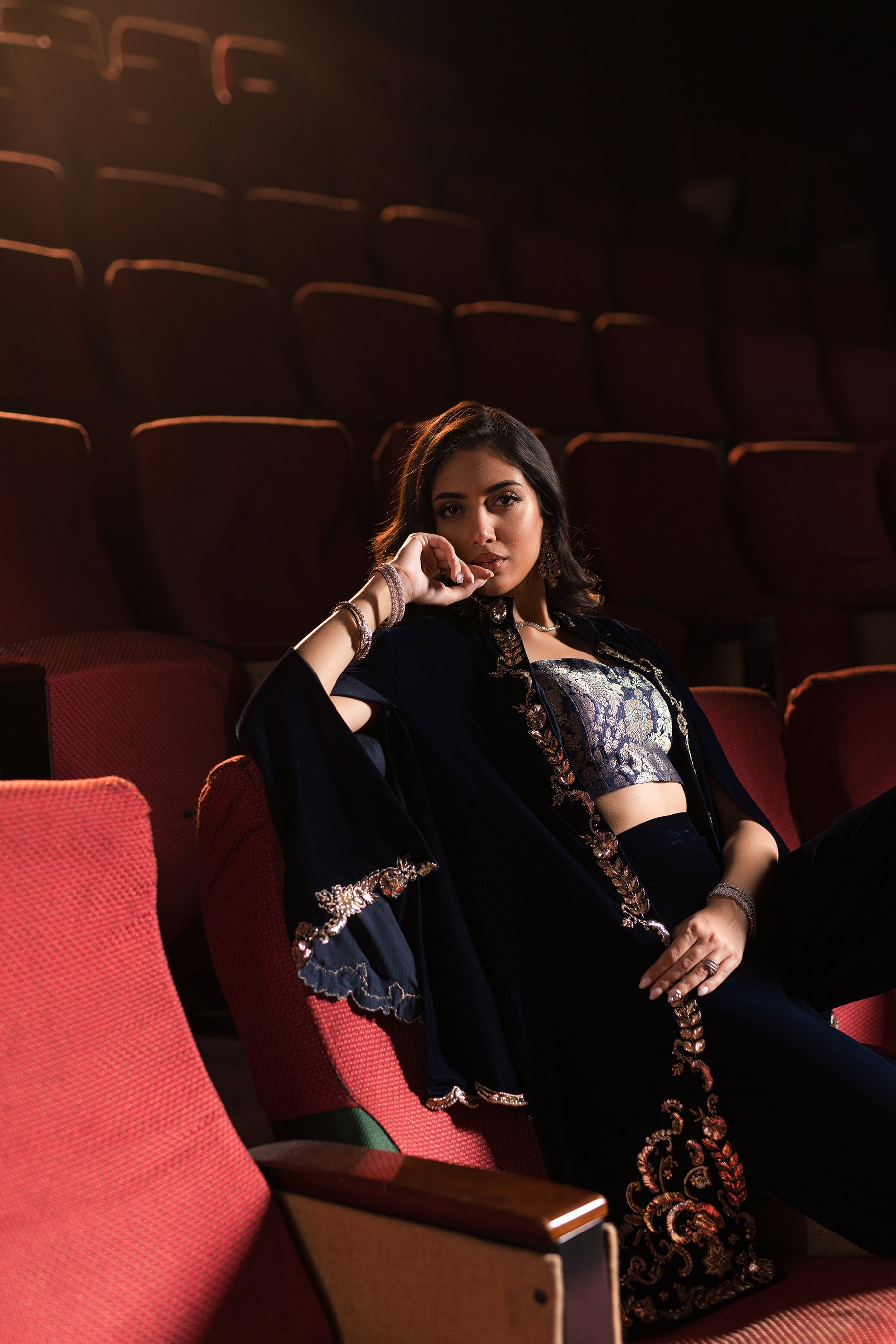 Ammara Khan | Rendezvous Velvet | Grand Navy Blue Velvet Set (D-07) by Ammara Khan - Designer Dress - Type: Ladies Clothes - Available at Sana Yasir - 100% Original