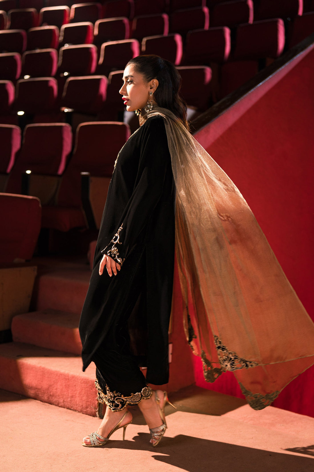 Ammara Khan | Rendezvous Velvet | Statement Noir Velvet Set (D-03) by Ammara Khan - Designer Dress - Type: Ladies Clothes - Available at Sana Yasir - 100% Original