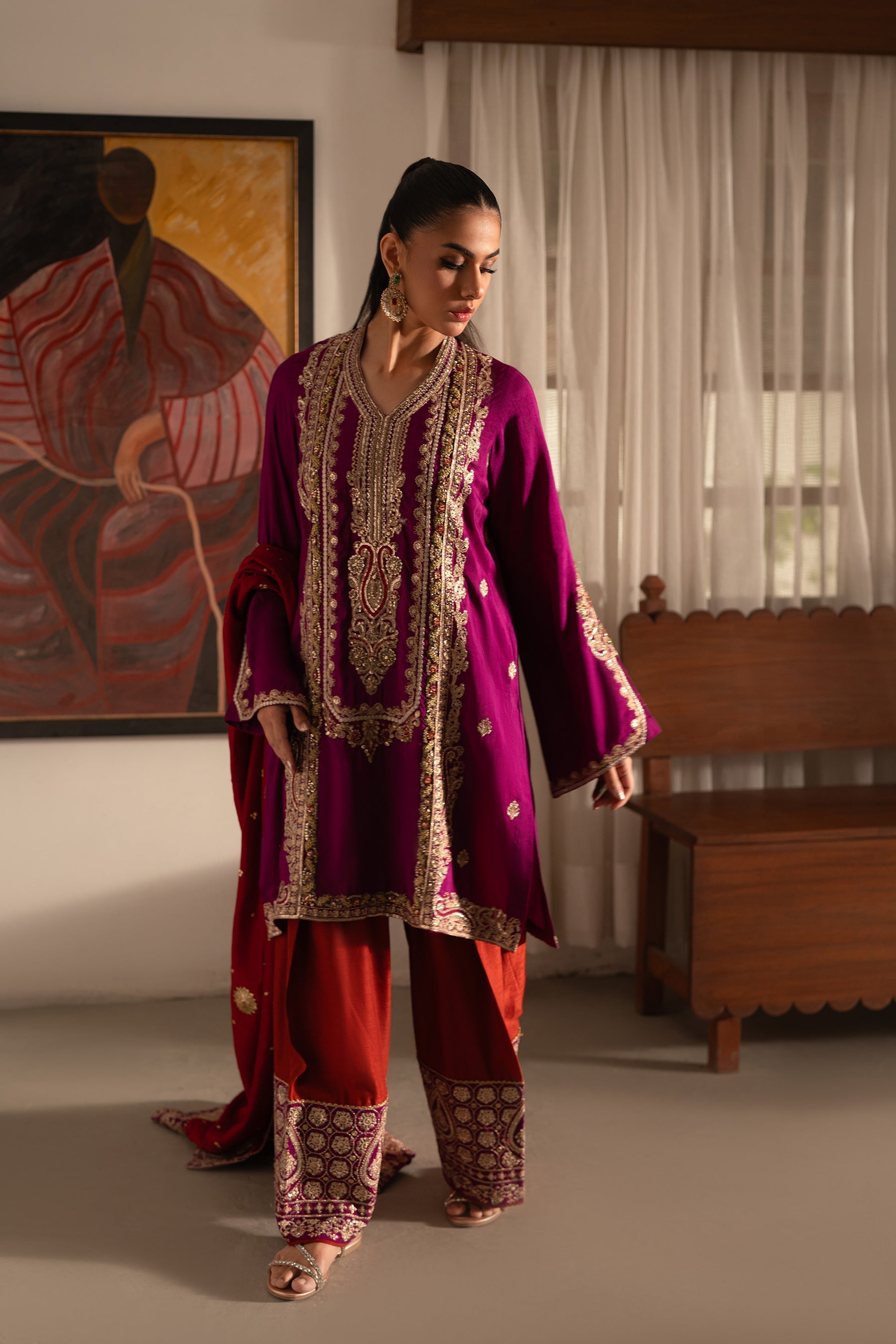 Ammara Khan | Ronaq Luxury Formals | Eastern Boho Glam Set (D-07) by Ammara Khan - Designer Dress - Type: Ladies Clothes - Available at Sana Yasir - 100% Original