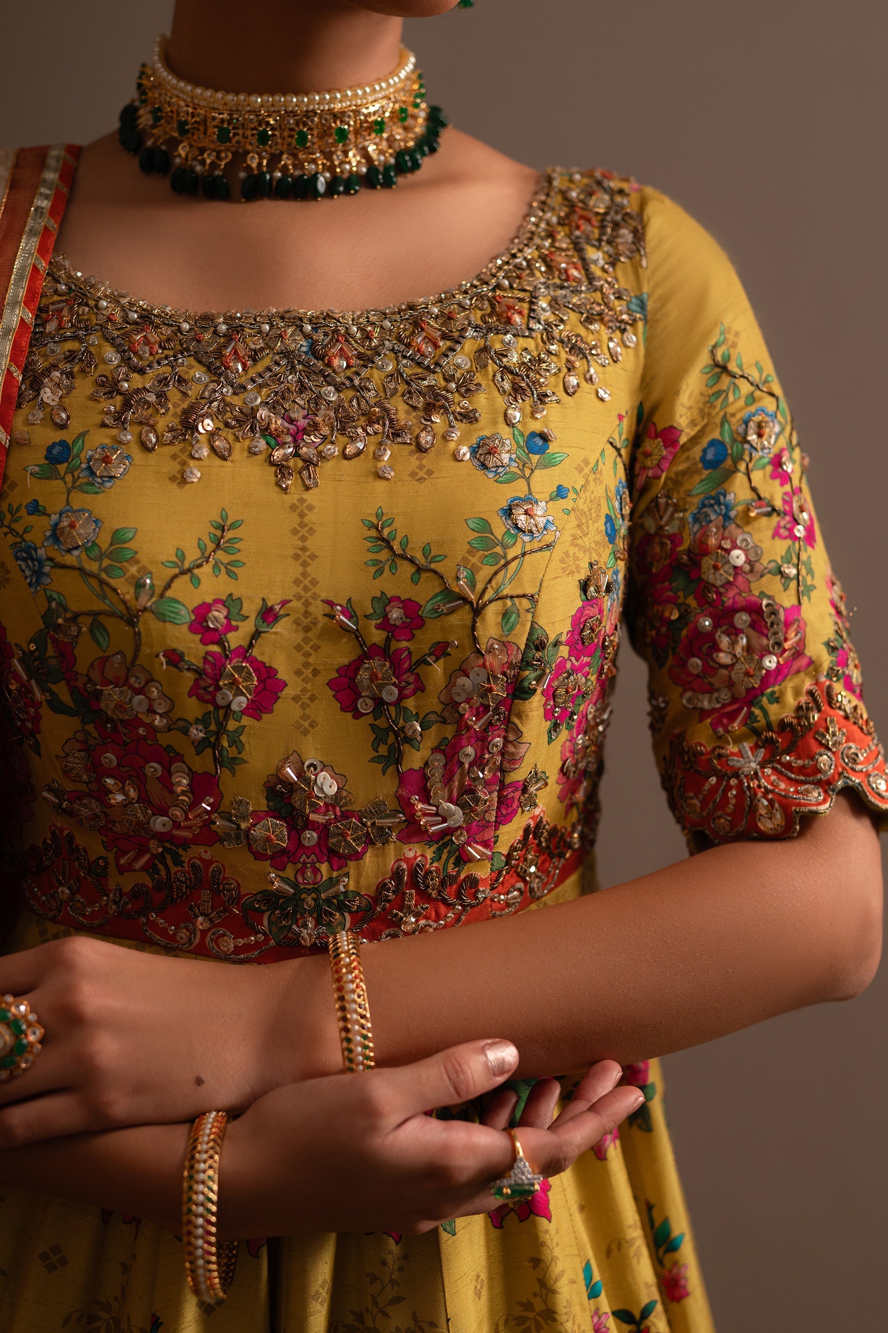Ammara Khan | Ronaq Luxury Formals | Mehndi Charm Peshwas (D-04) by Ammara Khan - Designer Dress - Type: Ladies Clothes - Available at Sana Yasir - 100% Original