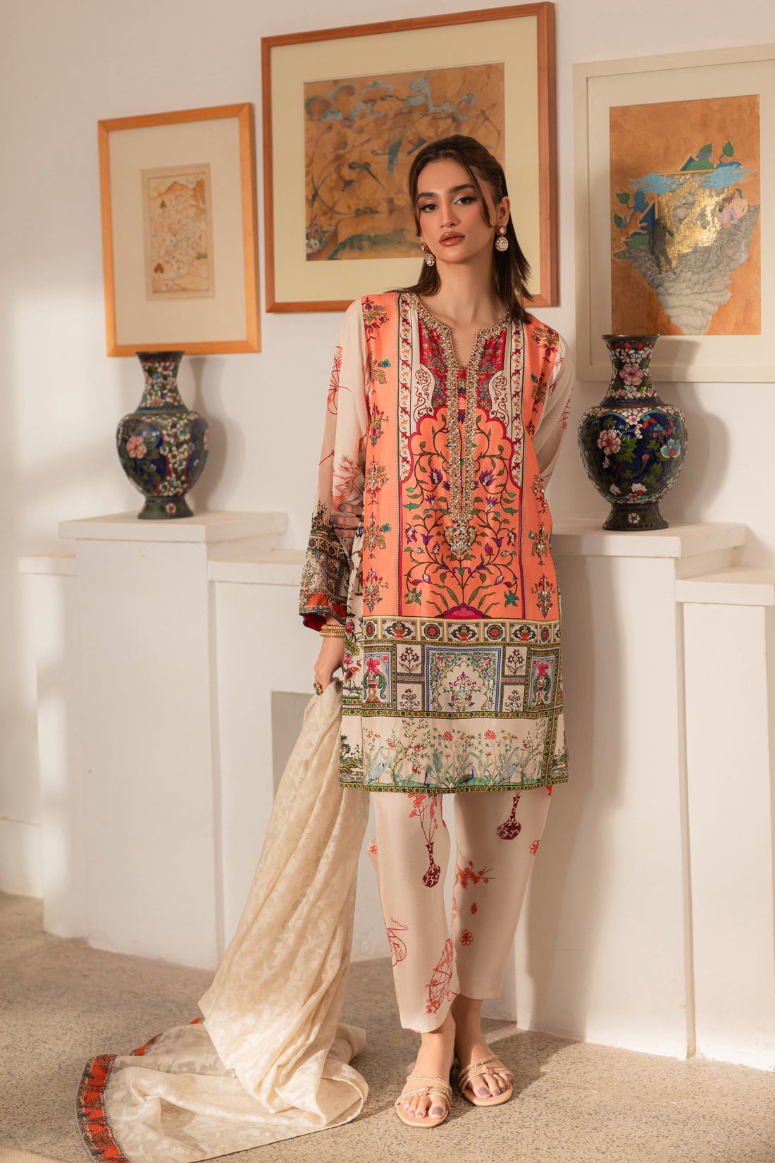 Ammara Khan | Ronaq Luxury Formals | Modern Mughal Kurta Shalwar Set (D-02) by Ammara Khan - Designer Dress - Type: Ladies Clothes - Available at Sana Yasir - 100% Original