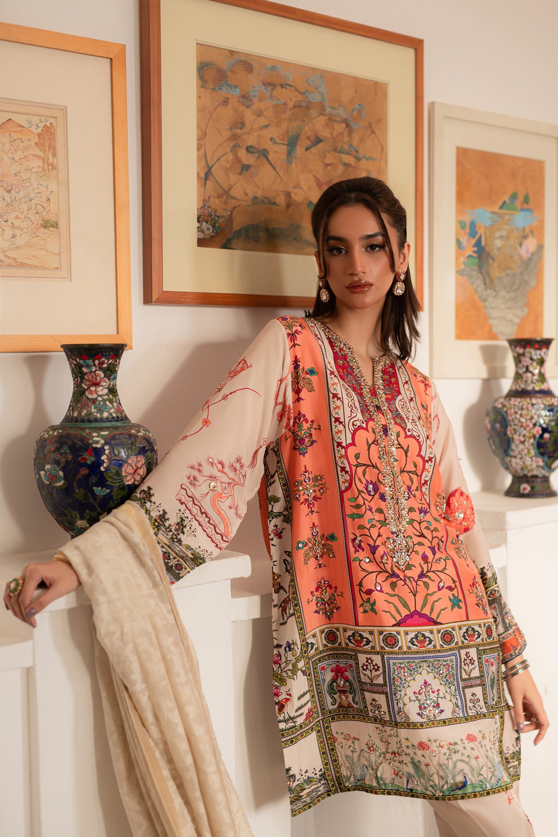 Ammara Khan | Ronaq Luxury Formals | Modern Mughal Kurta Shalwar Set (D-02) by Ammara Khan - Designer Dress - Type: Ladies Clothes - Available at Sana Yasir - 100% Original