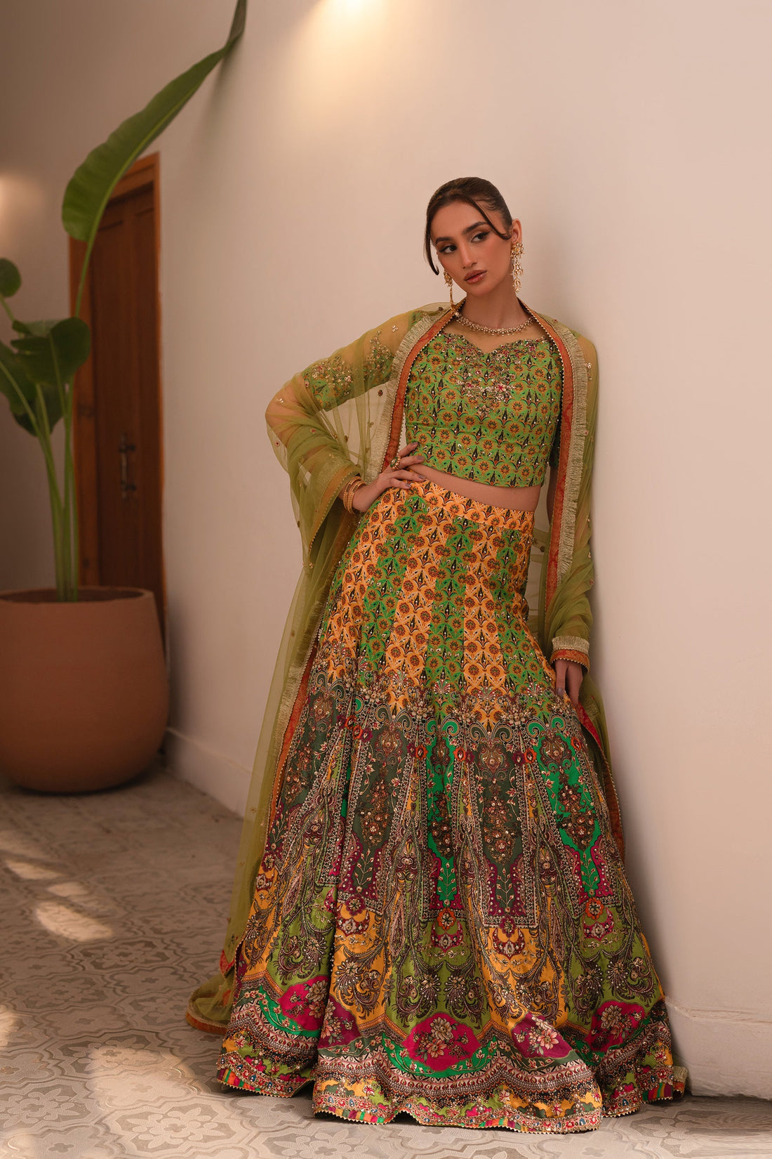 Ammara Khan | Ronaq Luxury Formals | Multi Kali Lehnga Choli (D-06) by Ammara Khan - Designer Dress - Type: Ladies Clothes - Available at Sana Yasir - 100% Original