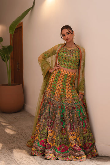 Ammara Khan | Ronaq Luxury Formals | Multi Kali Lehnga Choli (D-06) by Ammara Khan - Designer Dress - Type: Ladies Clothes - Available at Sana Yasir - 100% Original