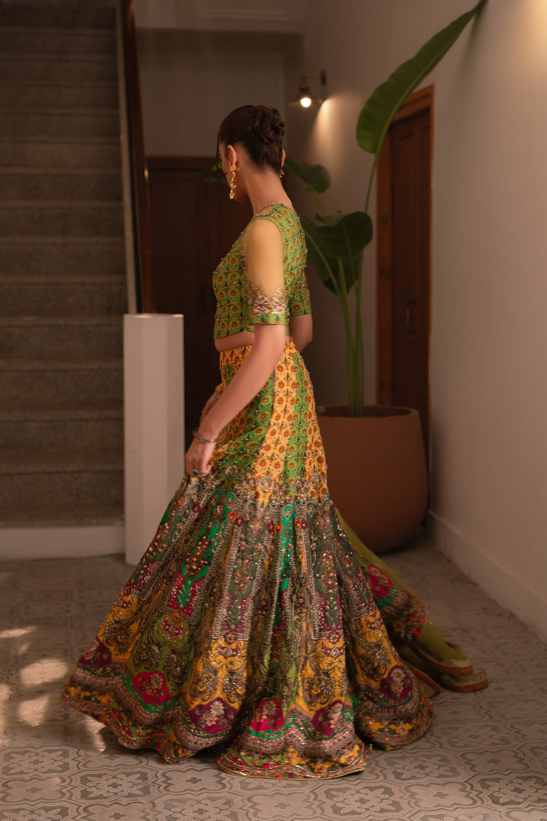 Ammara Khan | Ronaq Luxury Formals | Multi Kali Lehnga Choli (D-06) by Ammara Khan - Designer Dress - Type: Ladies Clothes - Available at Sana Yasir - 100% Original