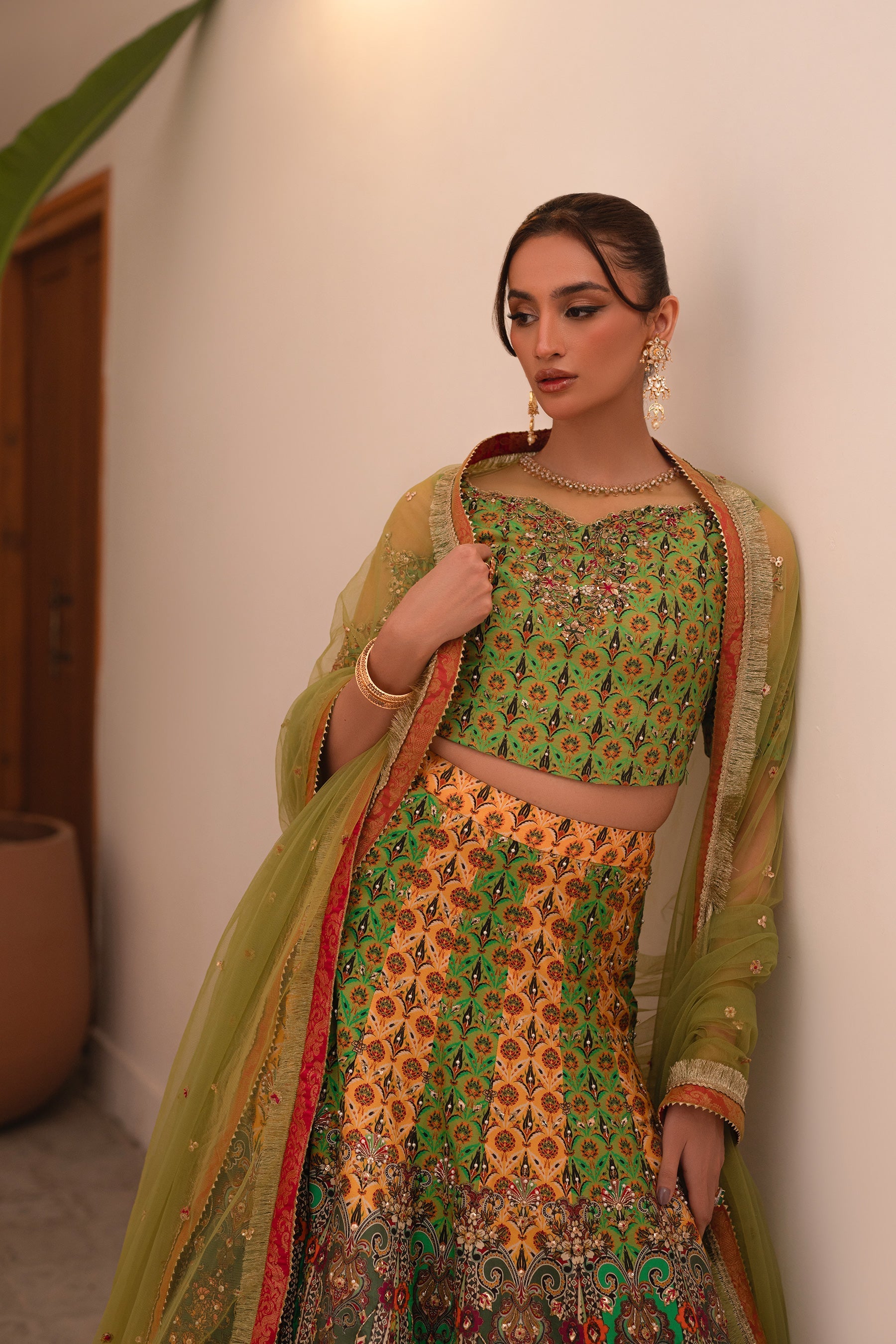 Ammara Khan | Ronaq Luxury Formals | Multi Kali Lehnga Choli (D-06) by Ammara Khan - Designer Dress - Type: Ladies Clothes - Available at Sana Yasir - 100% Original