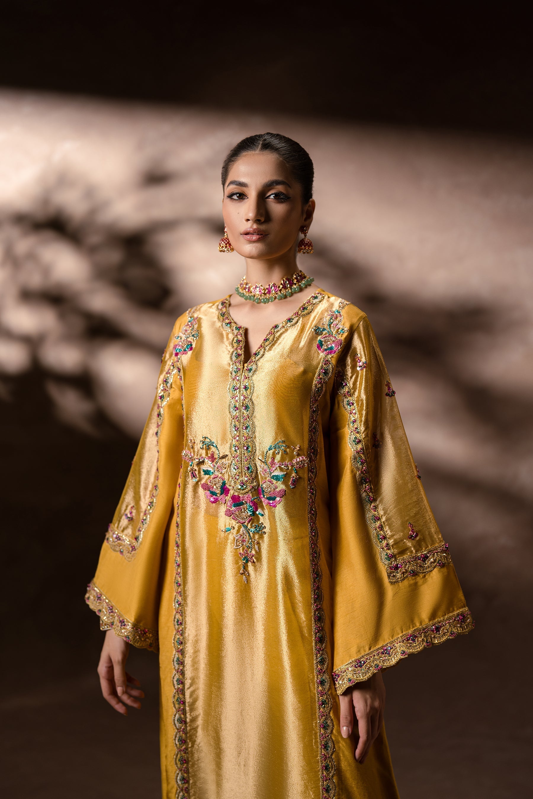 Ammara Khan | Symphony 24 | GOLDEN GARDEN KAFTAN SET (D-11) by Ammara Khan - Designer Dress - Type: Ladies Clothes - Available at Sana Yasir - 100% Original