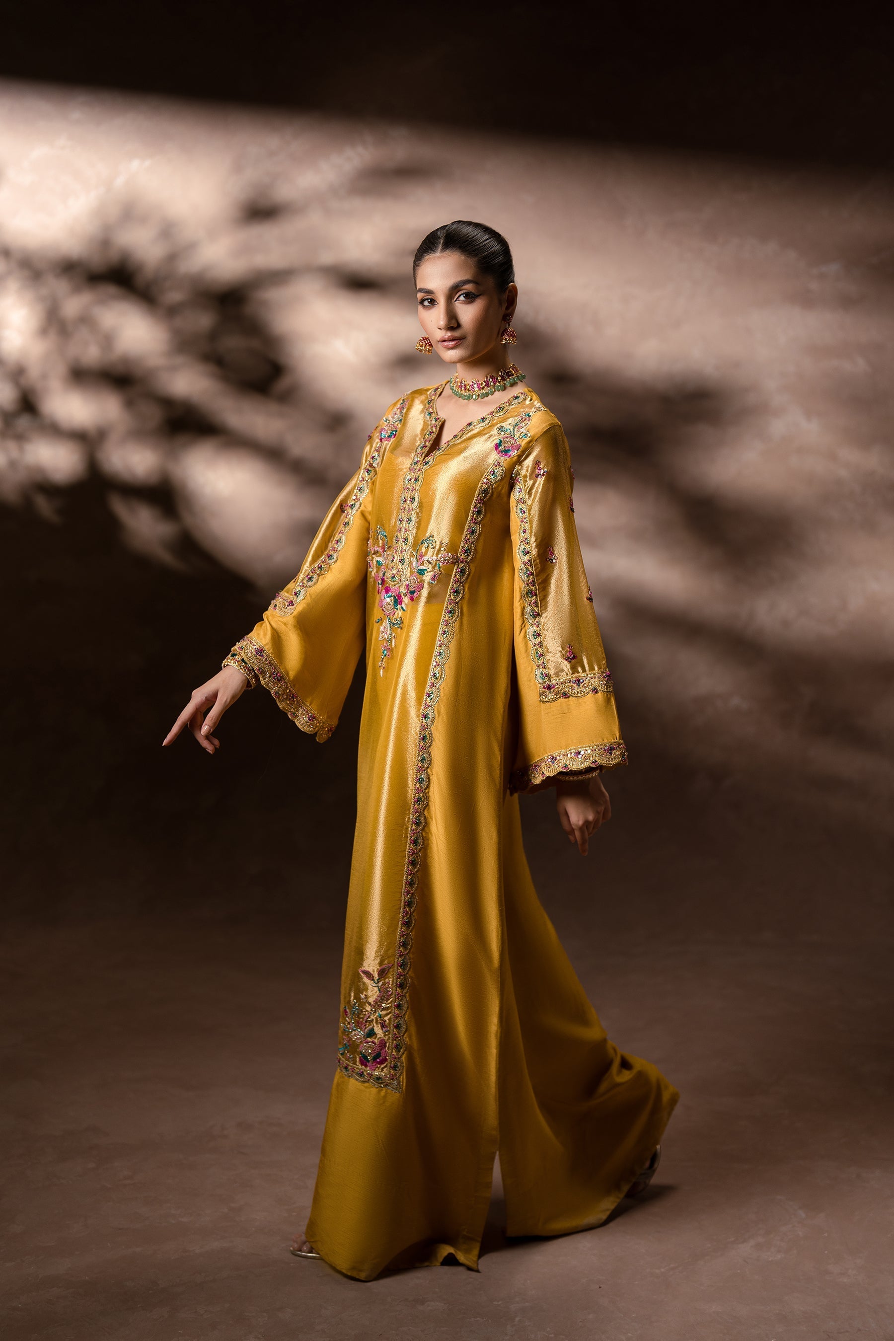Ammara Khan | Symphony 24 | GOLDEN GARDEN KAFTAN SET (D-11) by Ammara Khan - Designer Dress - Type: Ladies Clothes - Available at Sana Yasir - 100% Original
