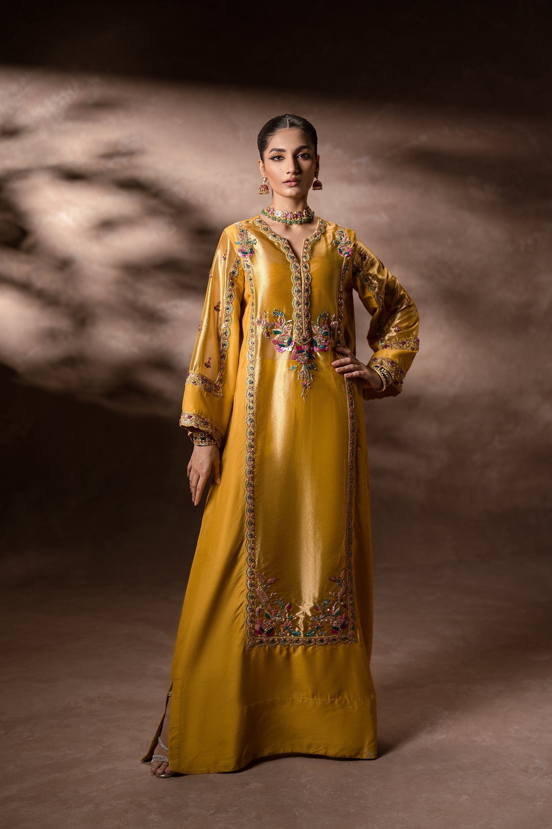 Ammara Khan | Symphony 24 | GOLDEN GARDEN KAFTAN SET (D-11) by Ammara Khan - Designer Dress - Type: Ladies Clothes - Available at Sana Yasir - 100% Original