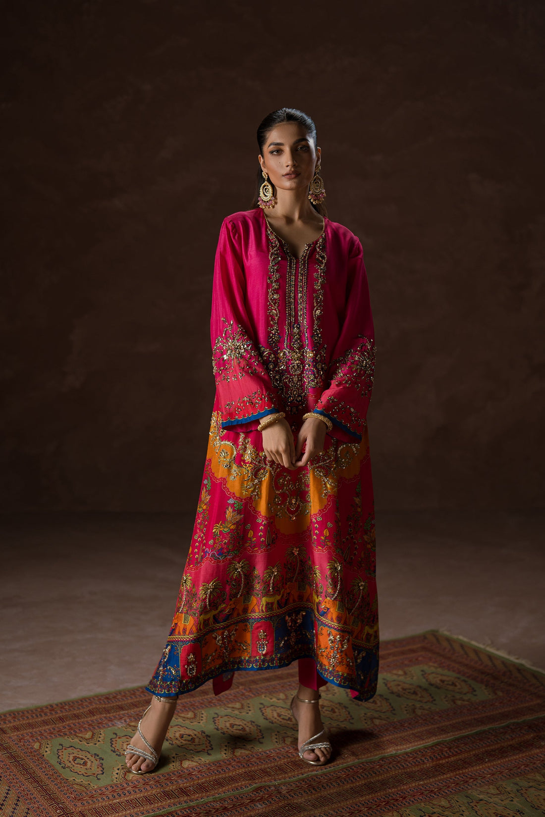 Ammara Khan | Symphony 24 | HOT PINK PARTY KAFTAN SET (D-02) by Ammara Khan - Designer Dress - Type: Ladies Clothes - Available at Sana Yasir - 100% Original