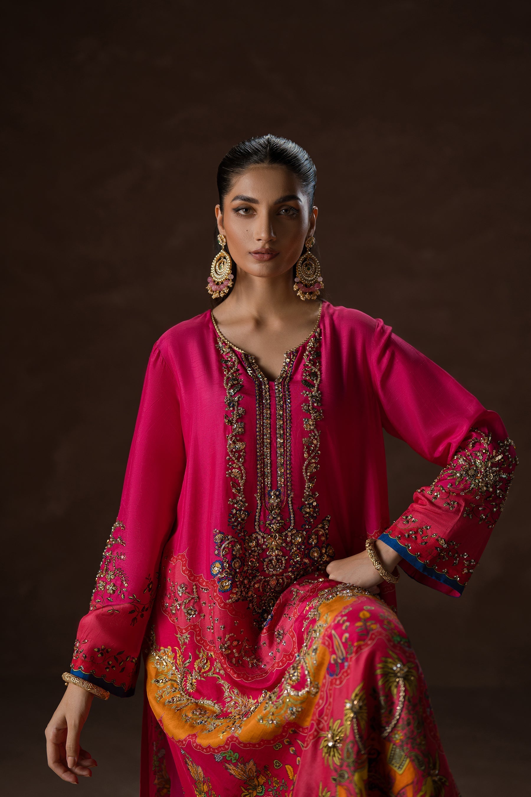 Ammara Khan | Symphony 24 | HOT PINK PARTY KAFTAN SET (D-02) by Ammara Khan - Designer Dress - Type: Ladies Clothes - Available at Sana Yasir - 100% Original