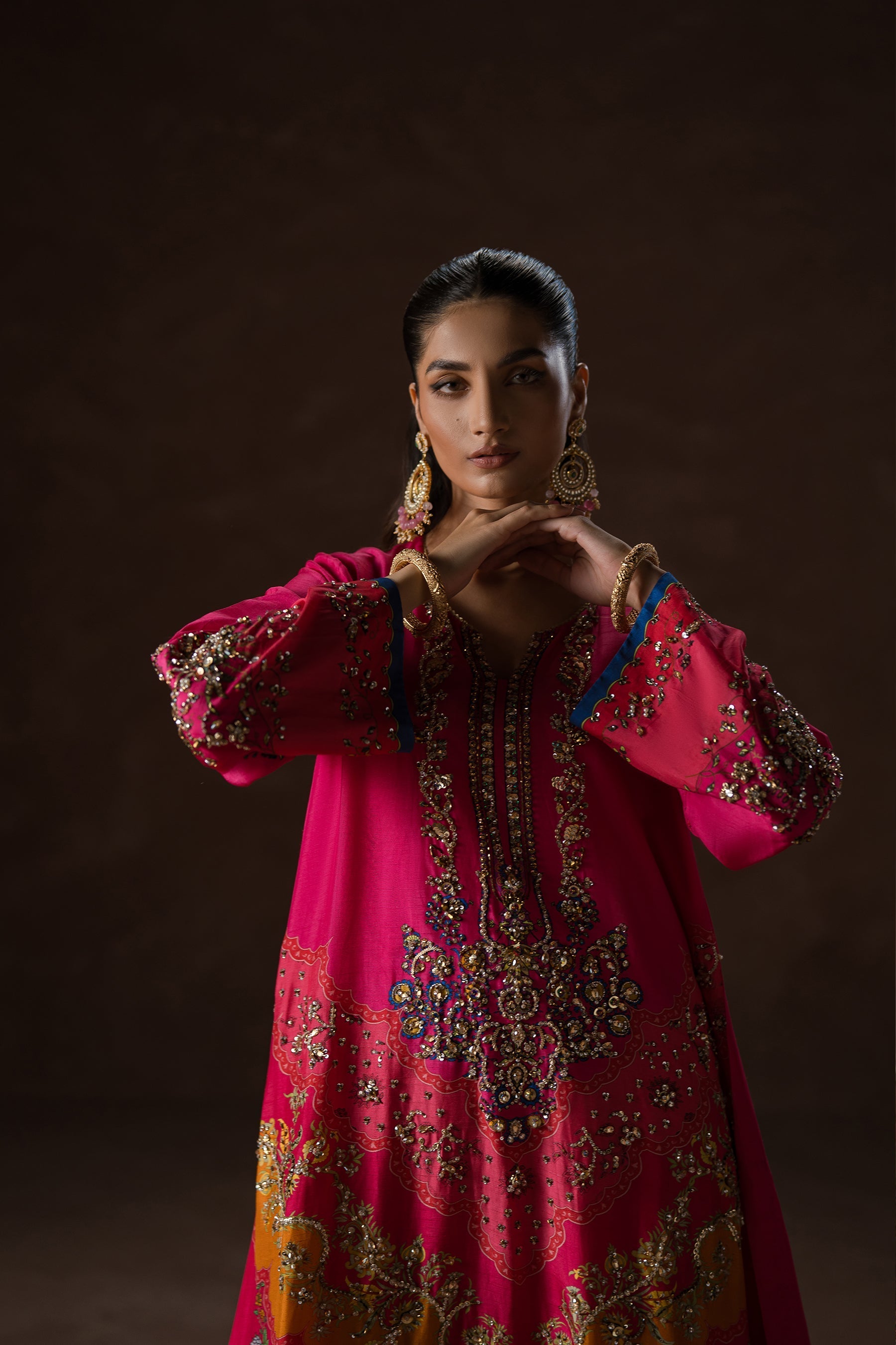 Ammara Khan | Symphony 24 | HOT PINK PARTY KAFTAN SET (D-02) by Ammara Khan - Designer Dress - Type: Ladies Clothes - Available at Sana Yasir - 100% Original
