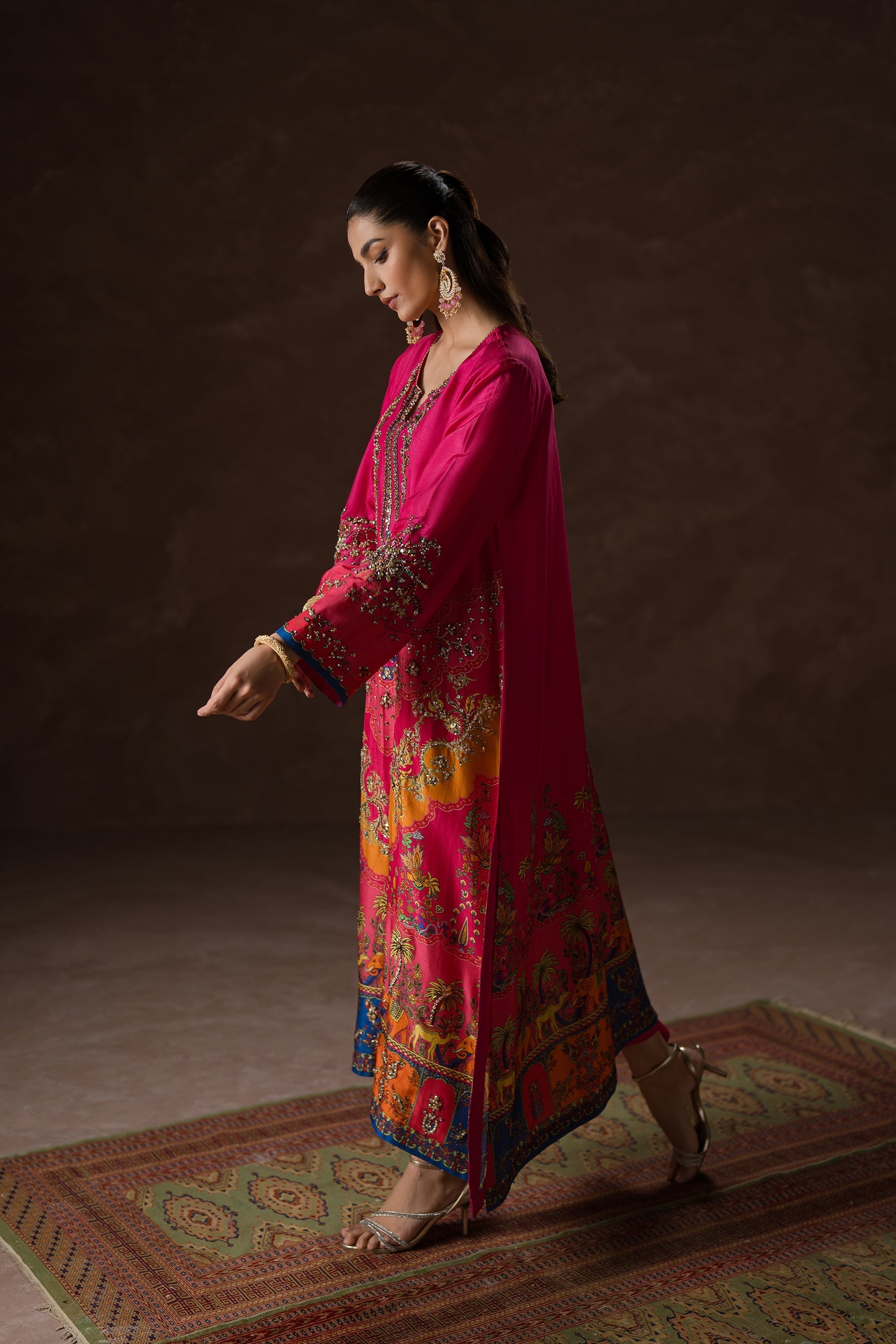 Ammara Khan | Symphony 24 | HOT PINK PARTY KAFTAN SET (D-02) by Ammara Khan - Designer Dress - Type: Ladies Clothes - Available at Sana Yasir - 100% Original