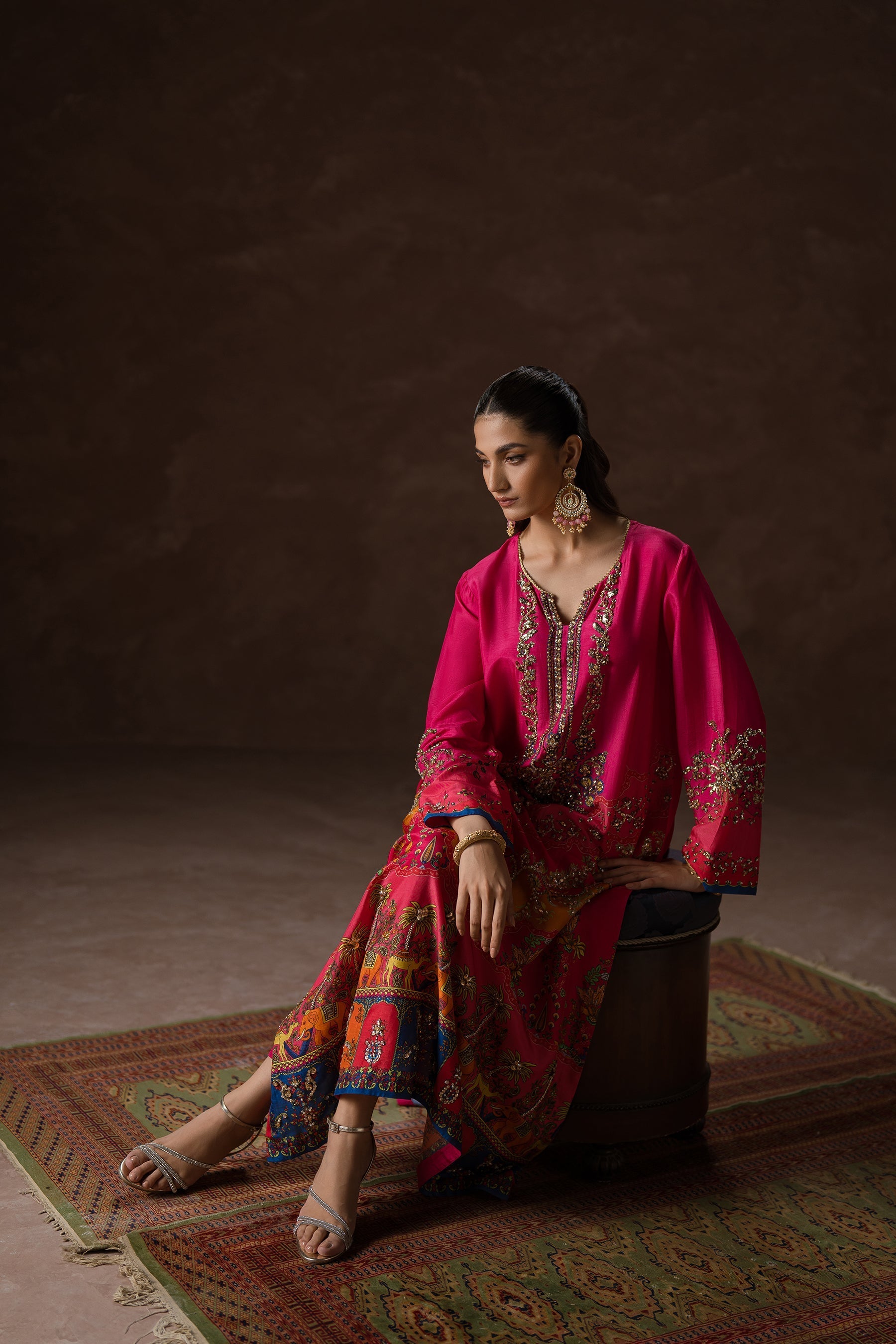 Ammara Khan | Symphony 24 | HOT PINK PARTY KAFTAN SET (D-02) by Ammara Khan - Designer Dress - Type: Ladies Clothes - Available at Sana Yasir - 100% Original