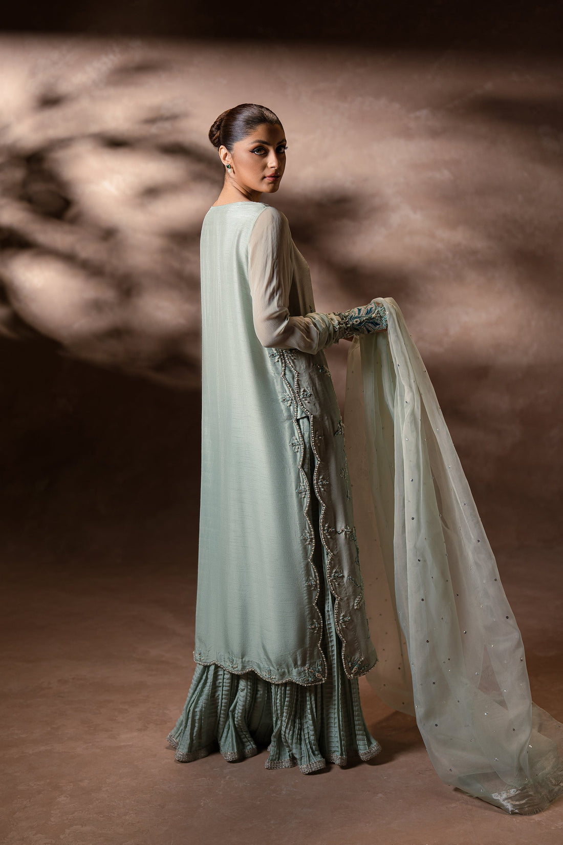 Ammara Khan | Symphony 24 | MINT ELEGANCE CRUSHED PANTS SET (D-08) by Ammara Khan - Designer Dress - Type: Ladies Clothes - Available at Sana Yasir - 100% Original