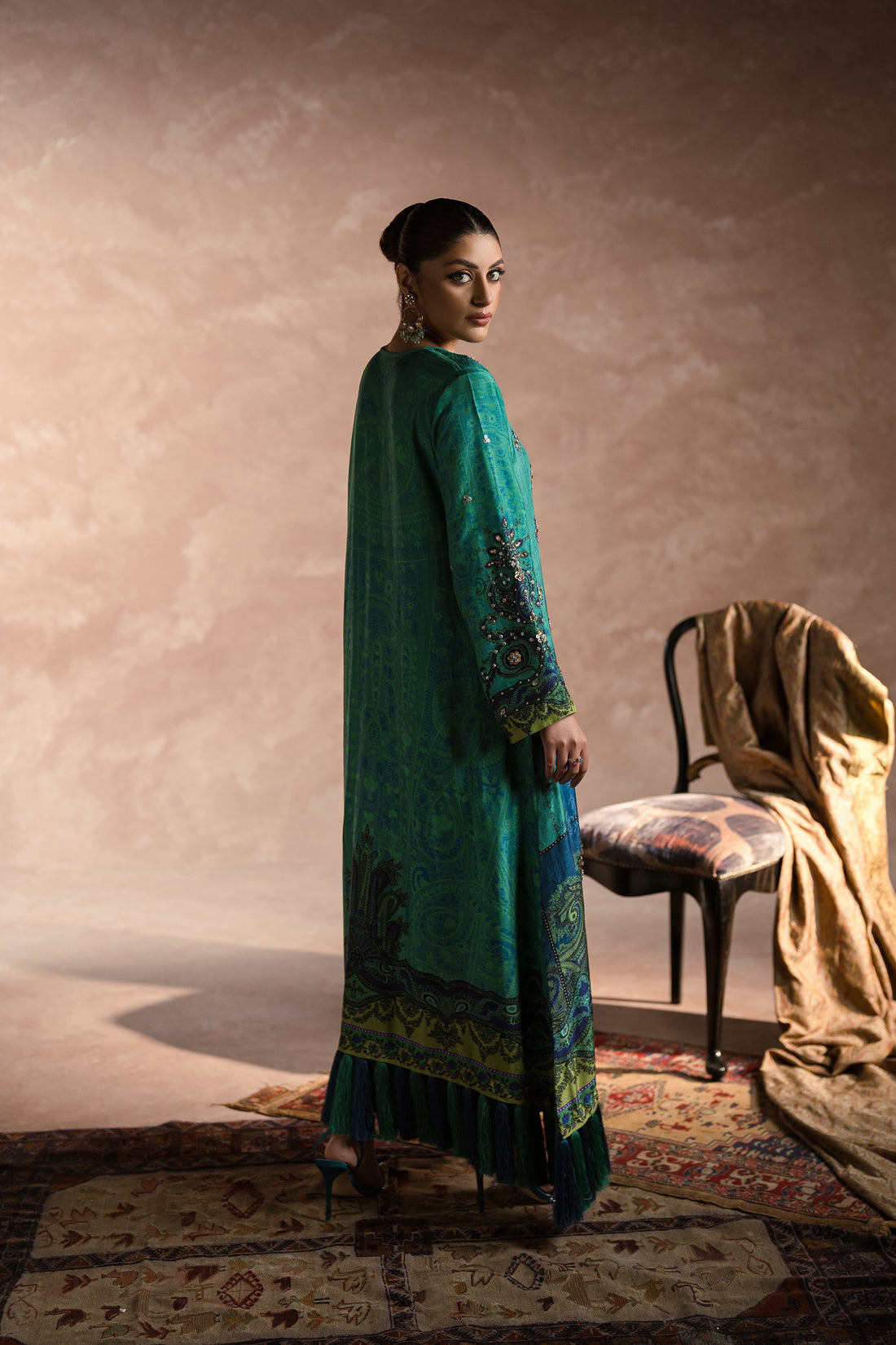 Ammara Khan | Symphony 24 | PEACOCK GARDEN KAFTAN SET (D-01) by Ammara Khan - Designer Dress - Type: Ladies Clothes - Available at Sana Yasir - 100% Original