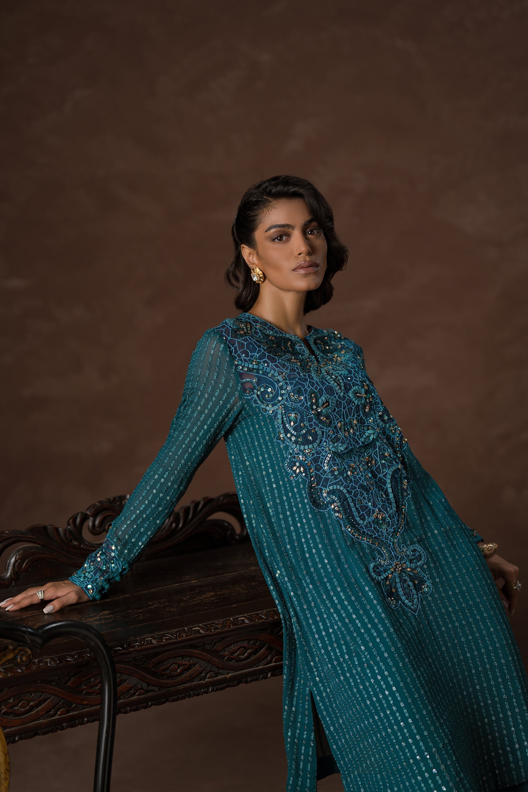 Ammara Khan | Symphony 24 | TEAL BEAUTY SET (D-10) by Ammara Khan - Designer Dress - Type: Ladies Clothes - Available at Sana Yasir - 100% Original