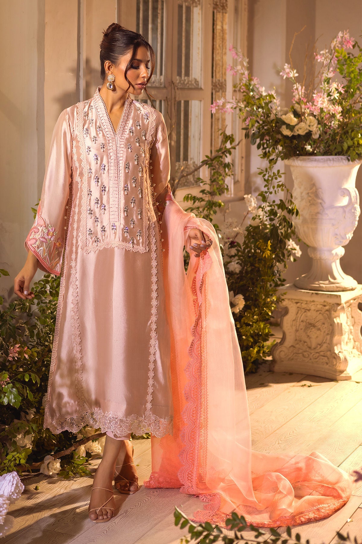 Annus Abrar | Designer Picks 24 | MAMIA PEACH - SHIRT AND PANTS by Annus Abrar - Designer Dress - Type: Luxury - Available at Sana Yasir - 100% Original