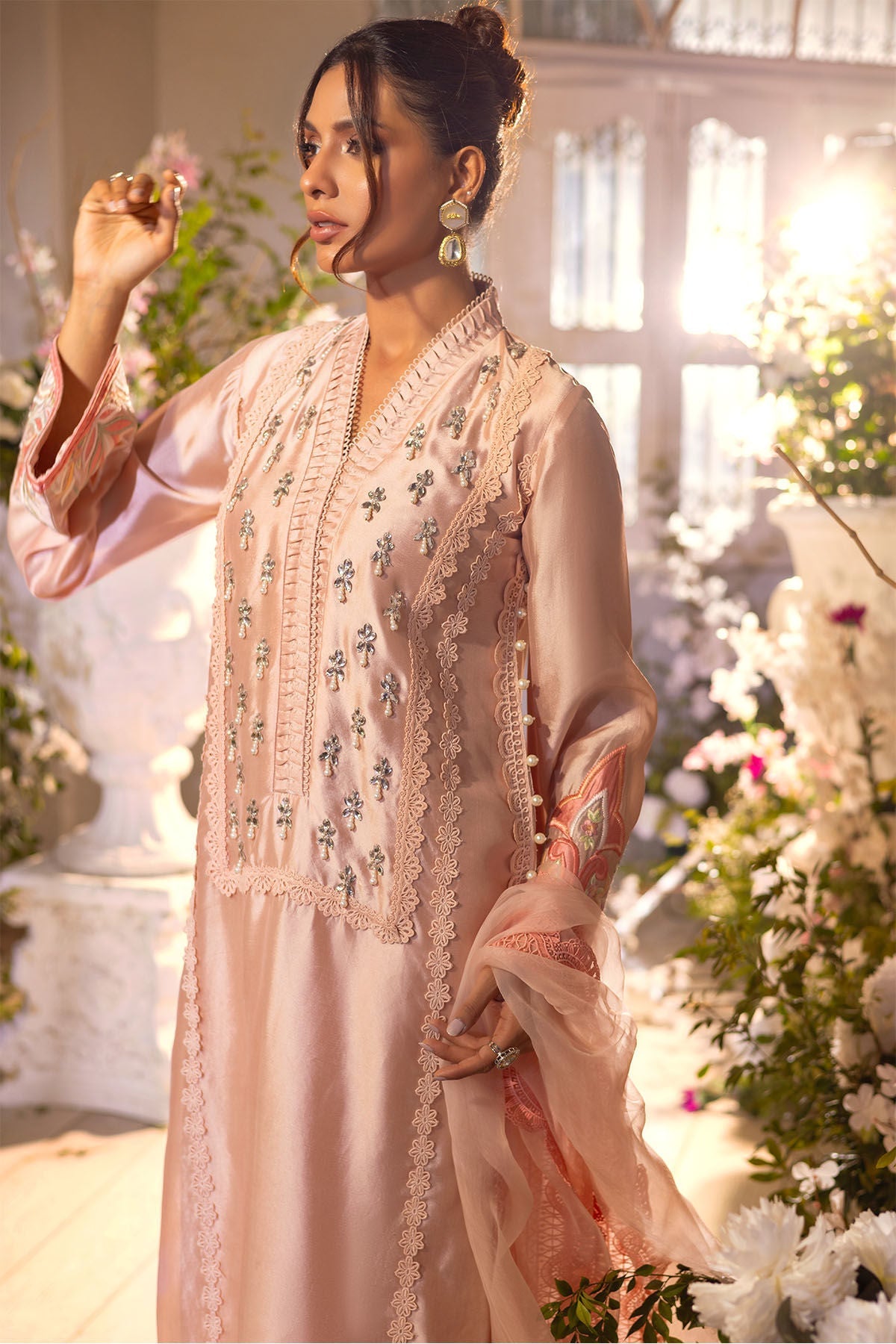 Annus Abrar | Designer Picks 24 | MAMIA PEACH - SHIRT AND PANTS by Annus Abrar - Designer Dress - Type: Luxury - Available at Sana Yasir - 100% Original
