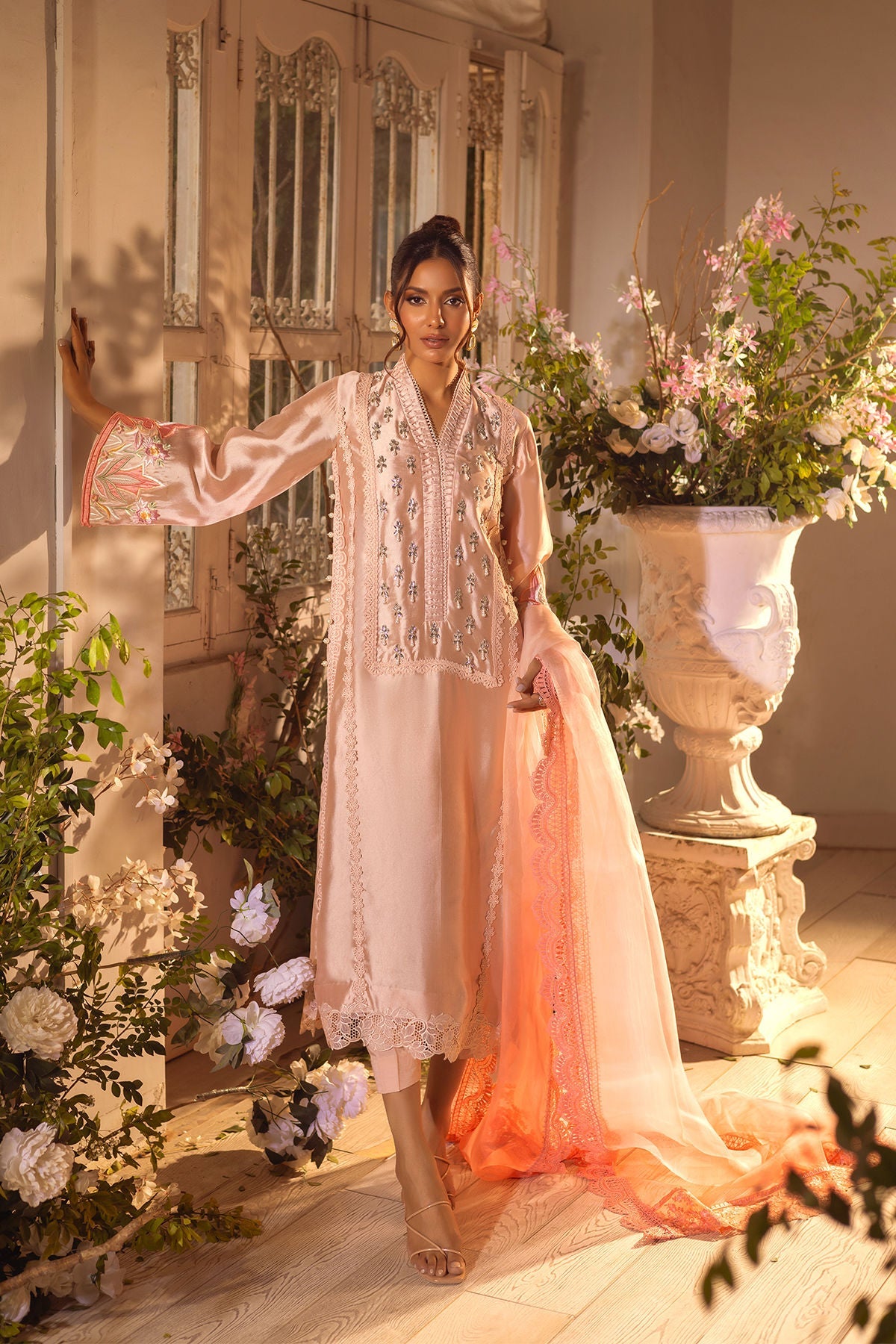 Annus Abrar | Designer Picks 24 | MAMIA PEACH - SHIRT AND PANTS by Annus Abrar - Designer Dress - Type: Luxury - Available at Sana Yasir - 100% Original