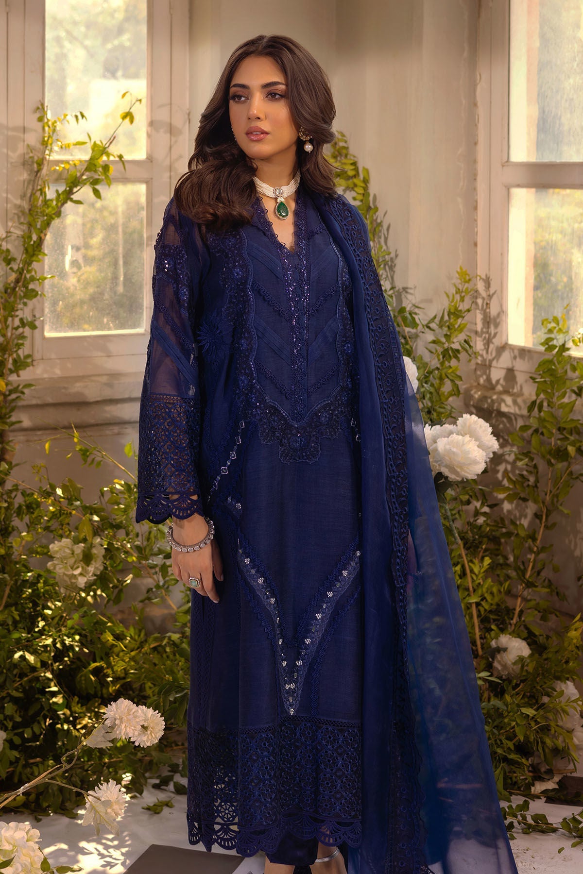 Annus Abrar | Designer Picks 24 | MISHKA MIDNIGHT BLUE - SHIRT AND PANTS by Annus Abrar - Designer Dress - Type: Luxury - Available at Sana Yasir - 100% Original