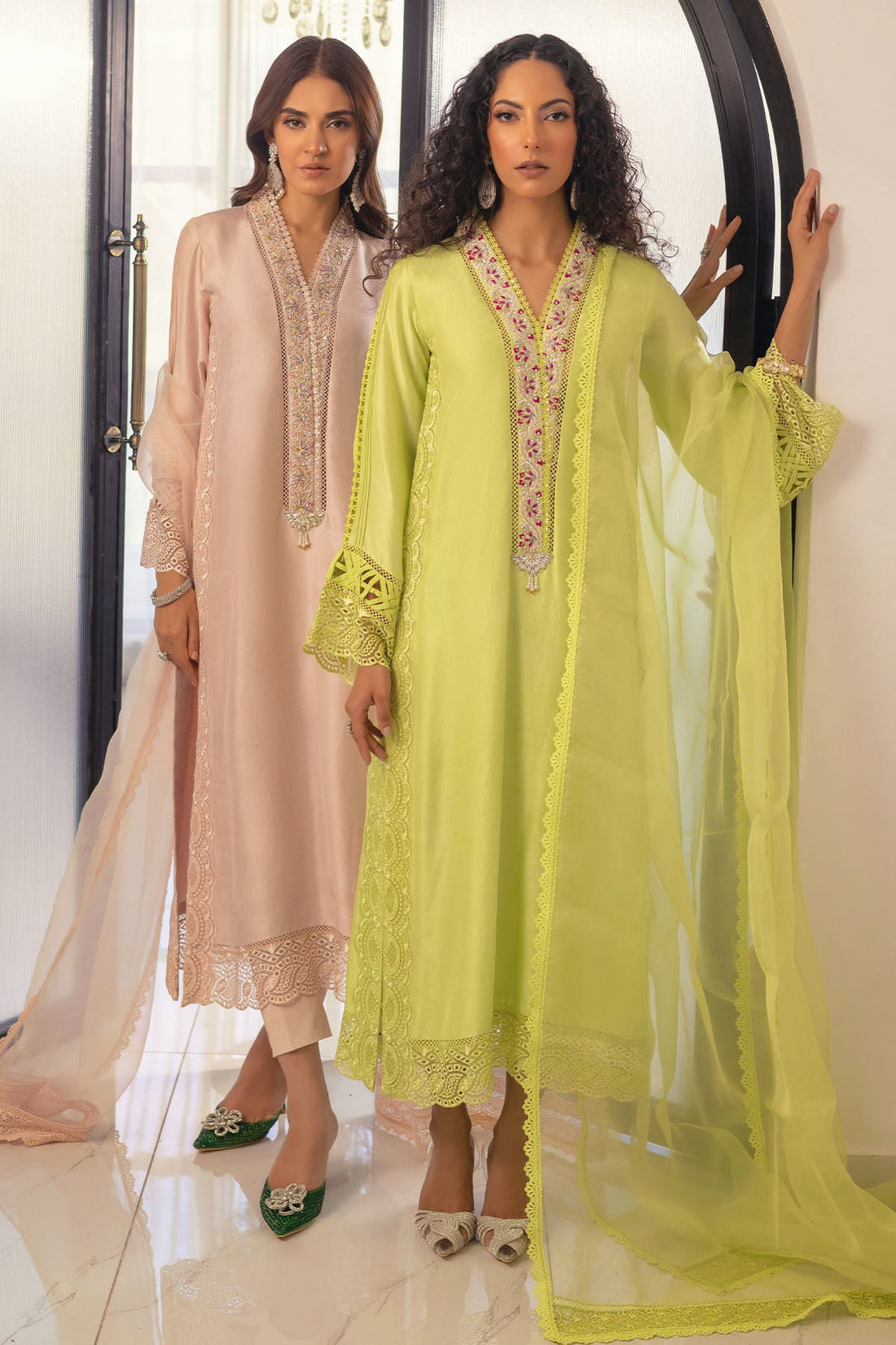 Annus Abrar | Designer Picks 24 | RAYLA KIWI GREEN - SHIRT AND PANTS by Annus Abrar - Designer Dress - Type: Luxury - Available at Sana Yasir - 100% Original