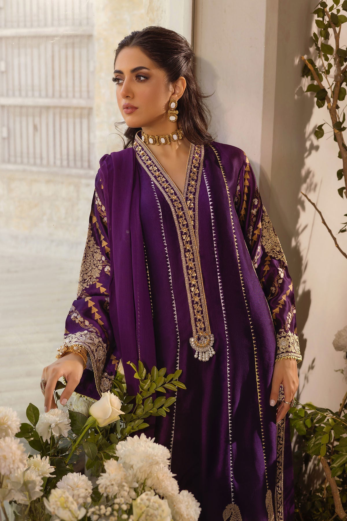 Annus Abrar | Designer Picks 24 | VISAAL AUBERGINE - SHIRT AND DUPATTA by Annus Abrar - Designer Dress - Type: Luxury - Available at Sana Yasir - 100% Original