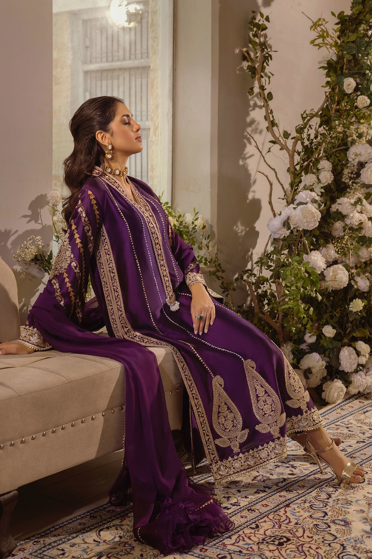 Annus Abrar | Designer Picks 24 | VISAAL AUBERGINE - SHIRT AND DUPATTA by Annus Abrar - Designer Dress - Type: Luxury - Available at Sana Yasir - 100% Original