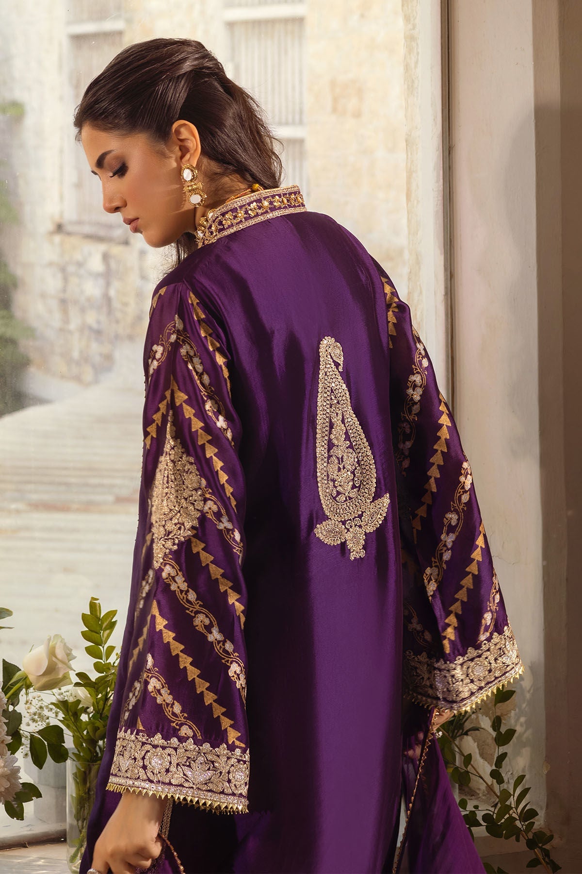 Annus Abrar | Designer Picks 24 | VISAAL AUBERGINE - SHIRT AND DUPATTA by Annus Abrar - Designer Dress - Type: Luxury - Available at Sana Yasir - 100% Original