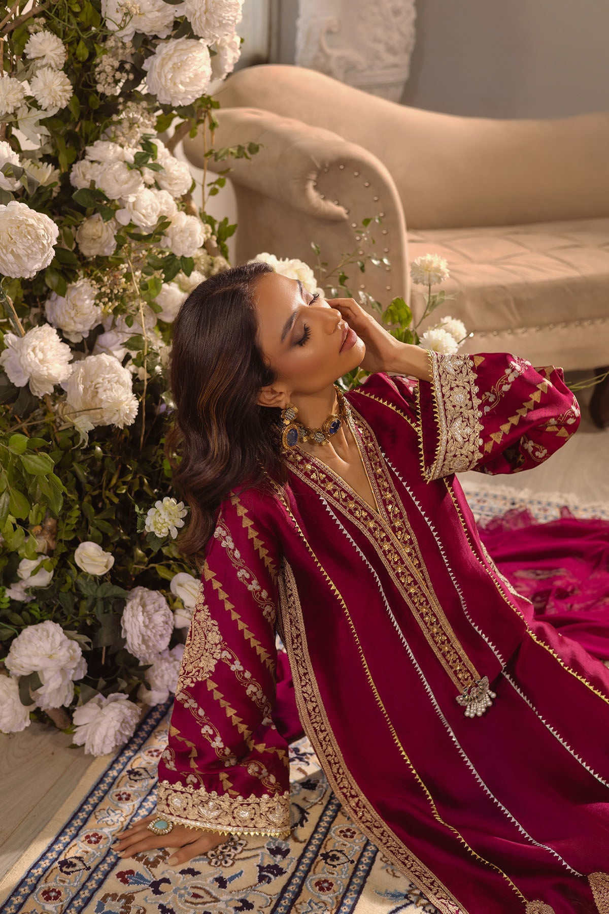 Annus Abrar | Designer Picks 24 | VISAAL CRANBERRY-SHIRT AND DUPATTA by Annus Abrar - Designer Dress - Type: Luxury - Available at Sana Yasir - 100% Original